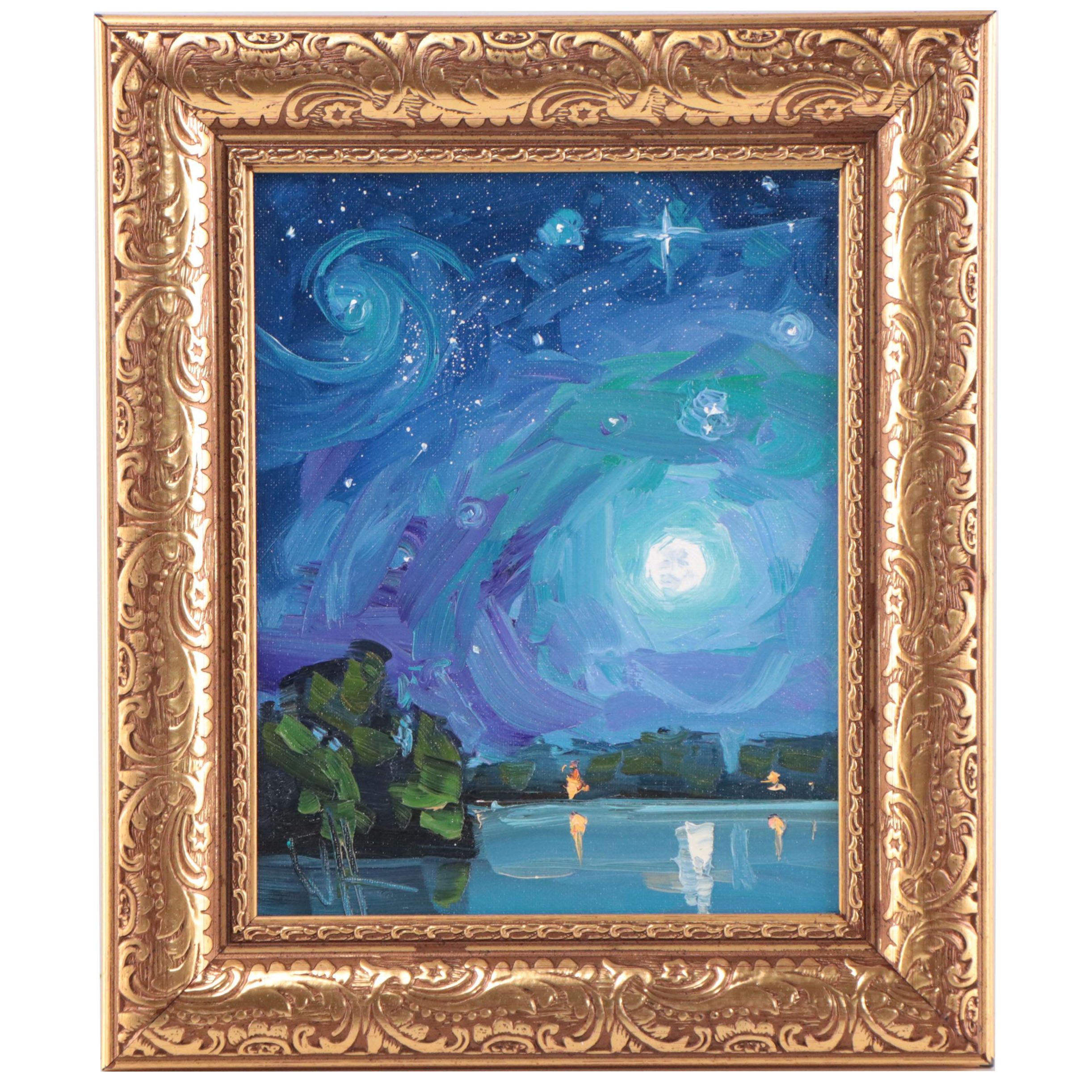 William Hawkins Nocturne Landscape Oil Painting, 2023