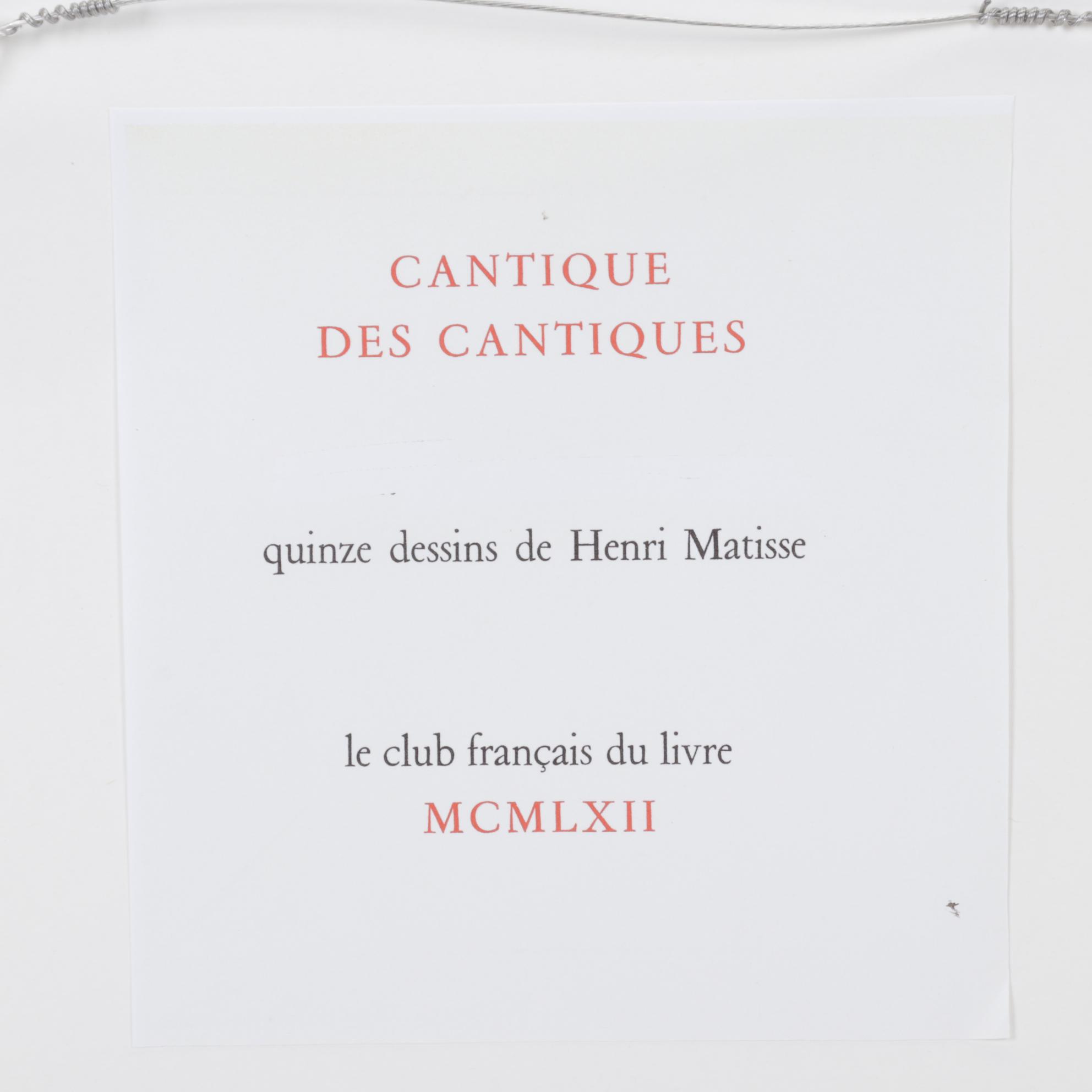 Lithograph After Henri Matisse From "Cantique des Cantiques," 1962