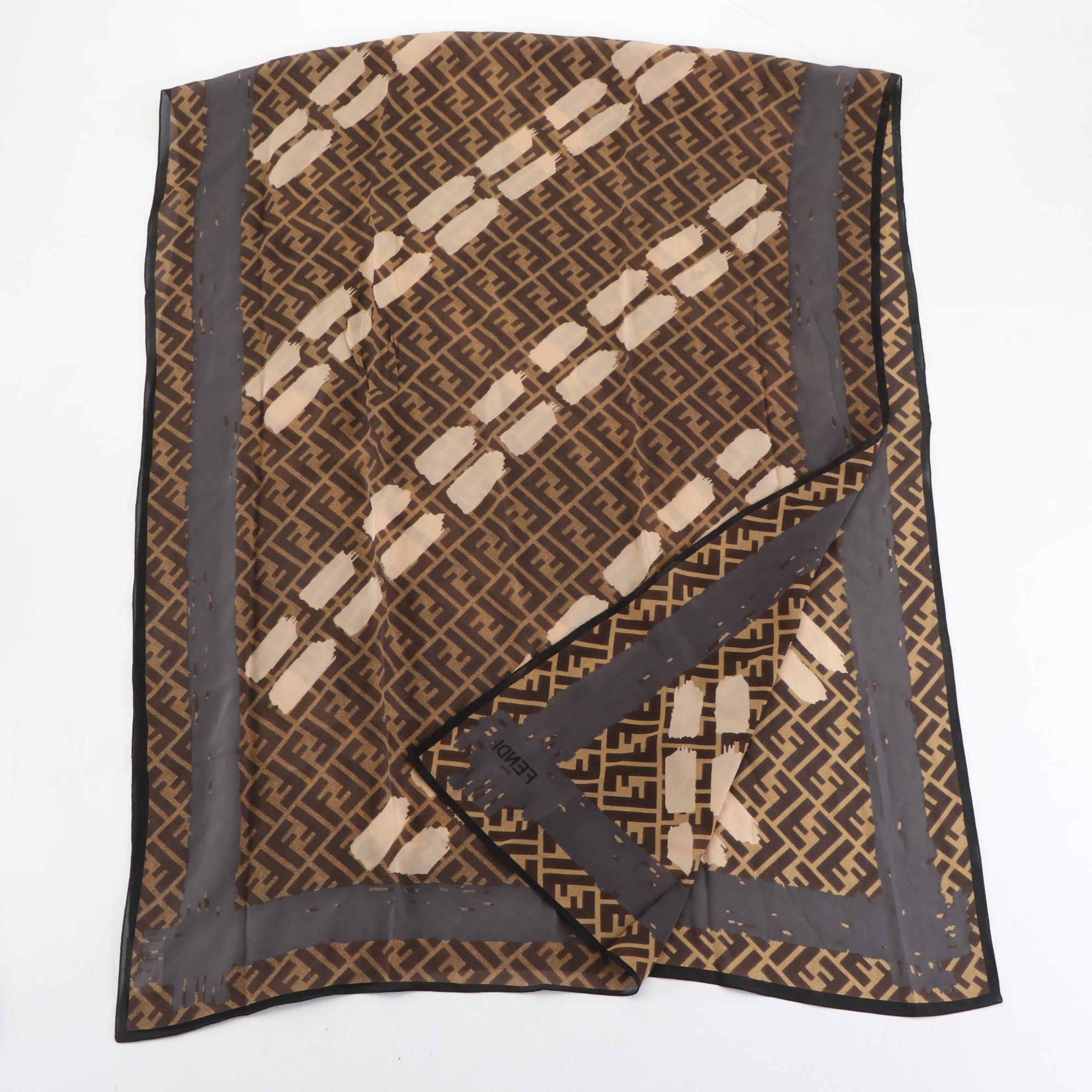 Fendi Silk Scarf in Zucca Print