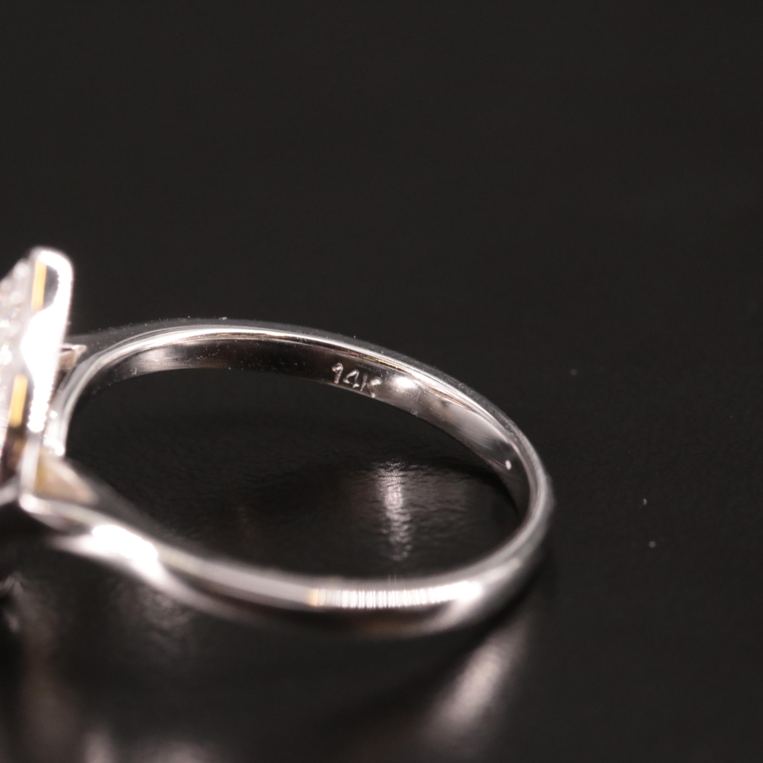 14K Pearl Ring with Diamond Heart Halo