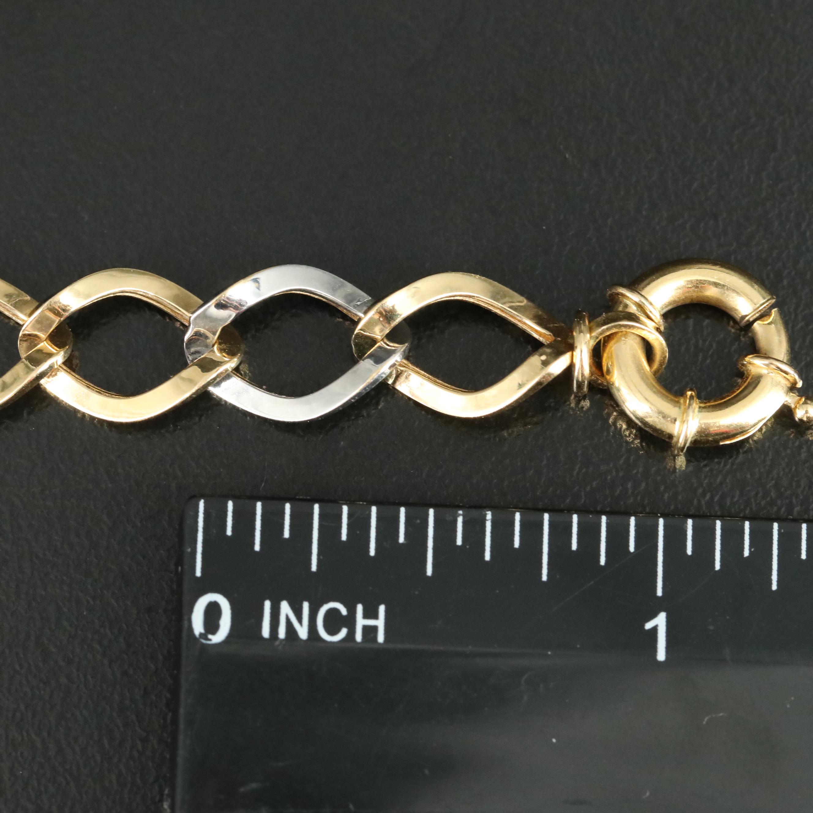 18K Two-Tone Contoured Oval Link Bracelet