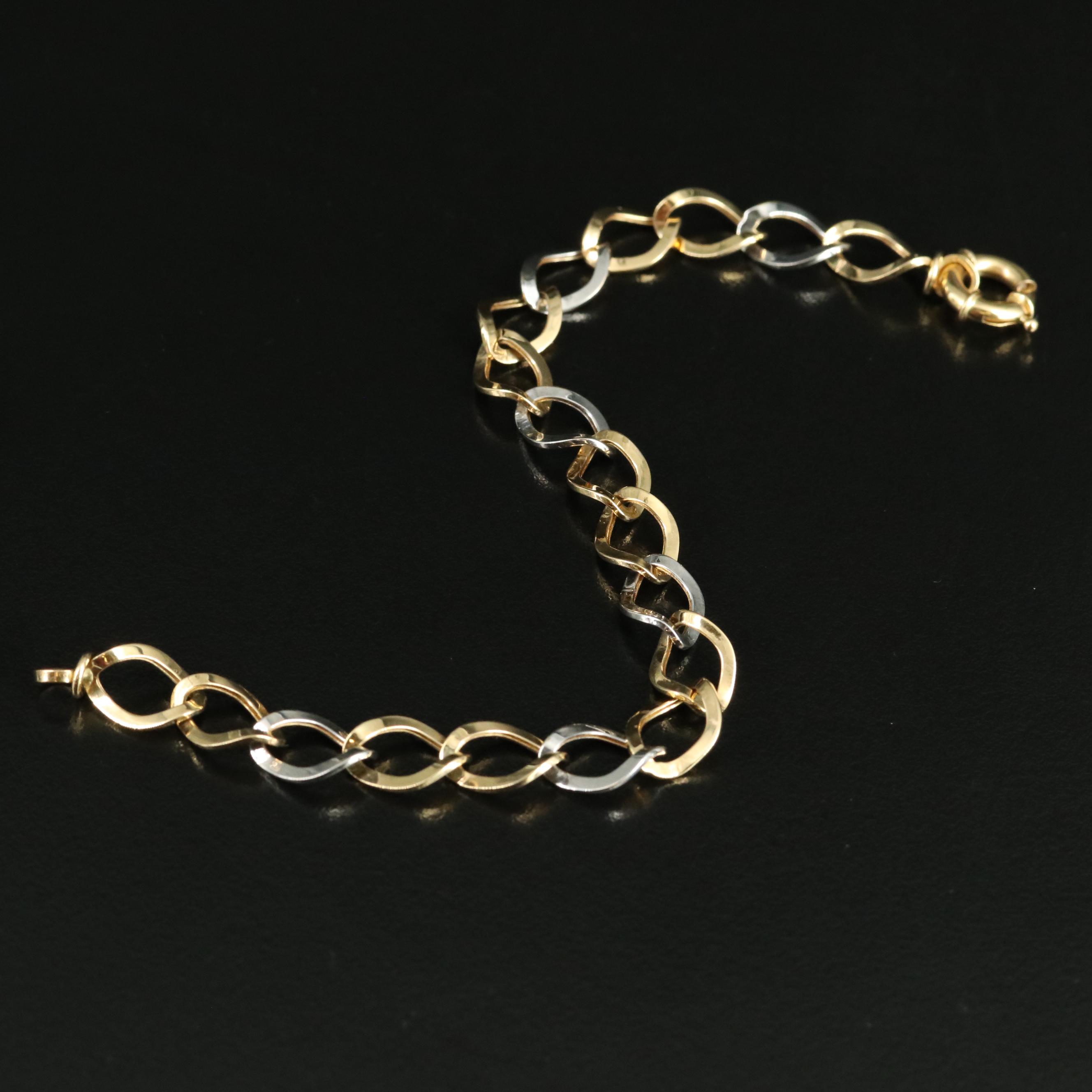 18K Two-Tone Contoured Oval Link Bracelet