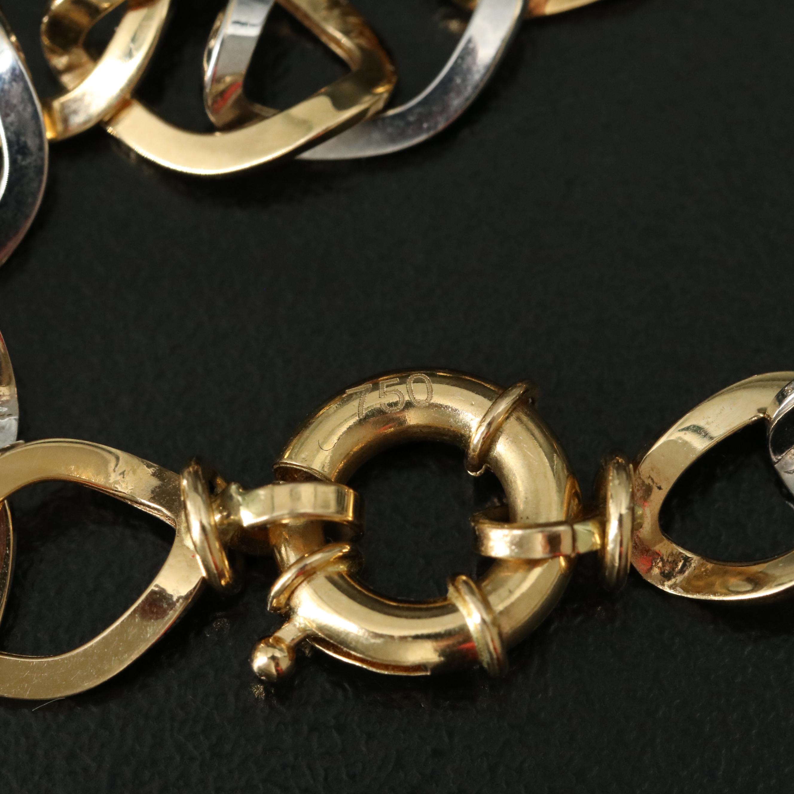 18K Two-Tone Contoured Oval Link Bracelet