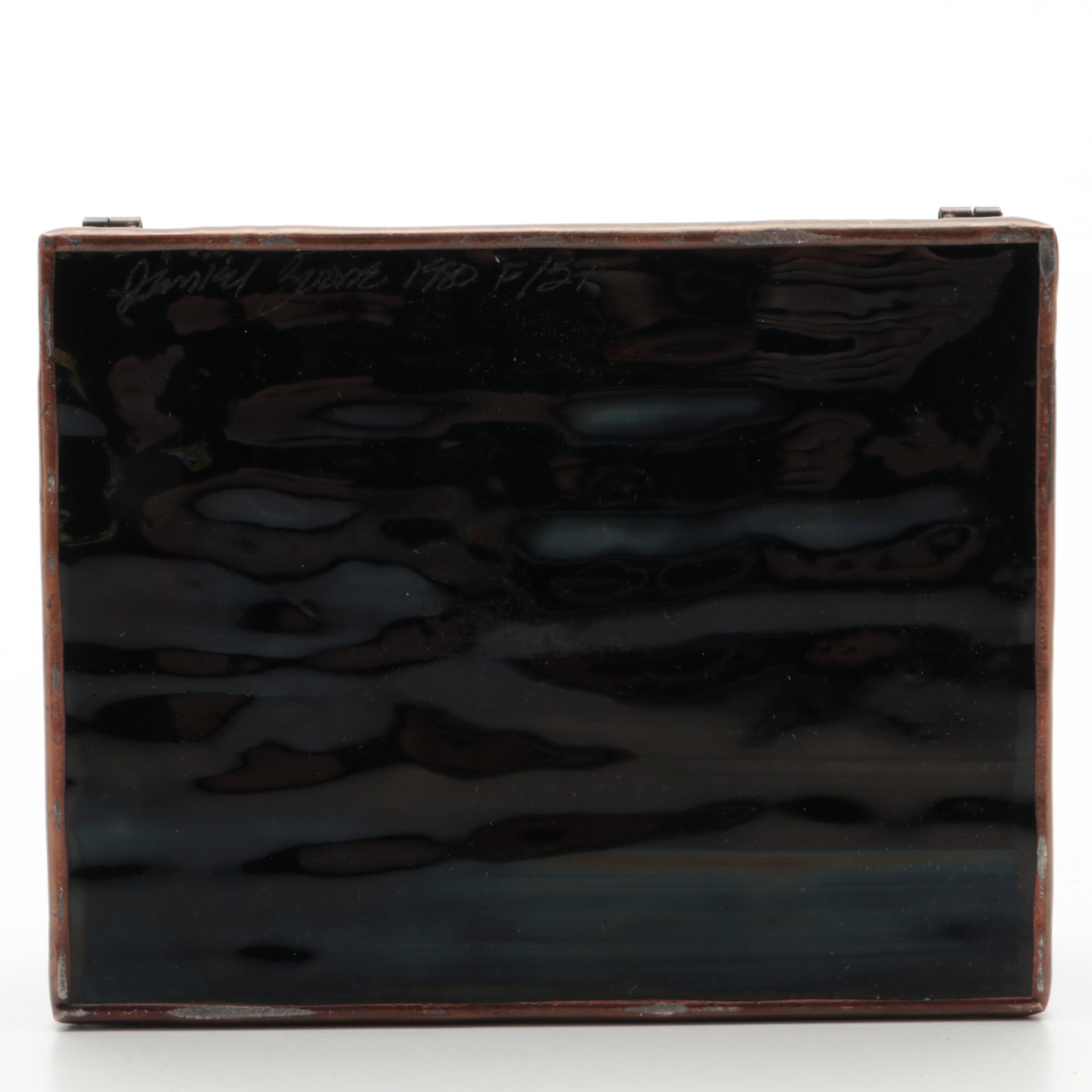 Chinese Sang de Boeuf Vase, 19th Century with Artist Signed Iridescent Glass Box