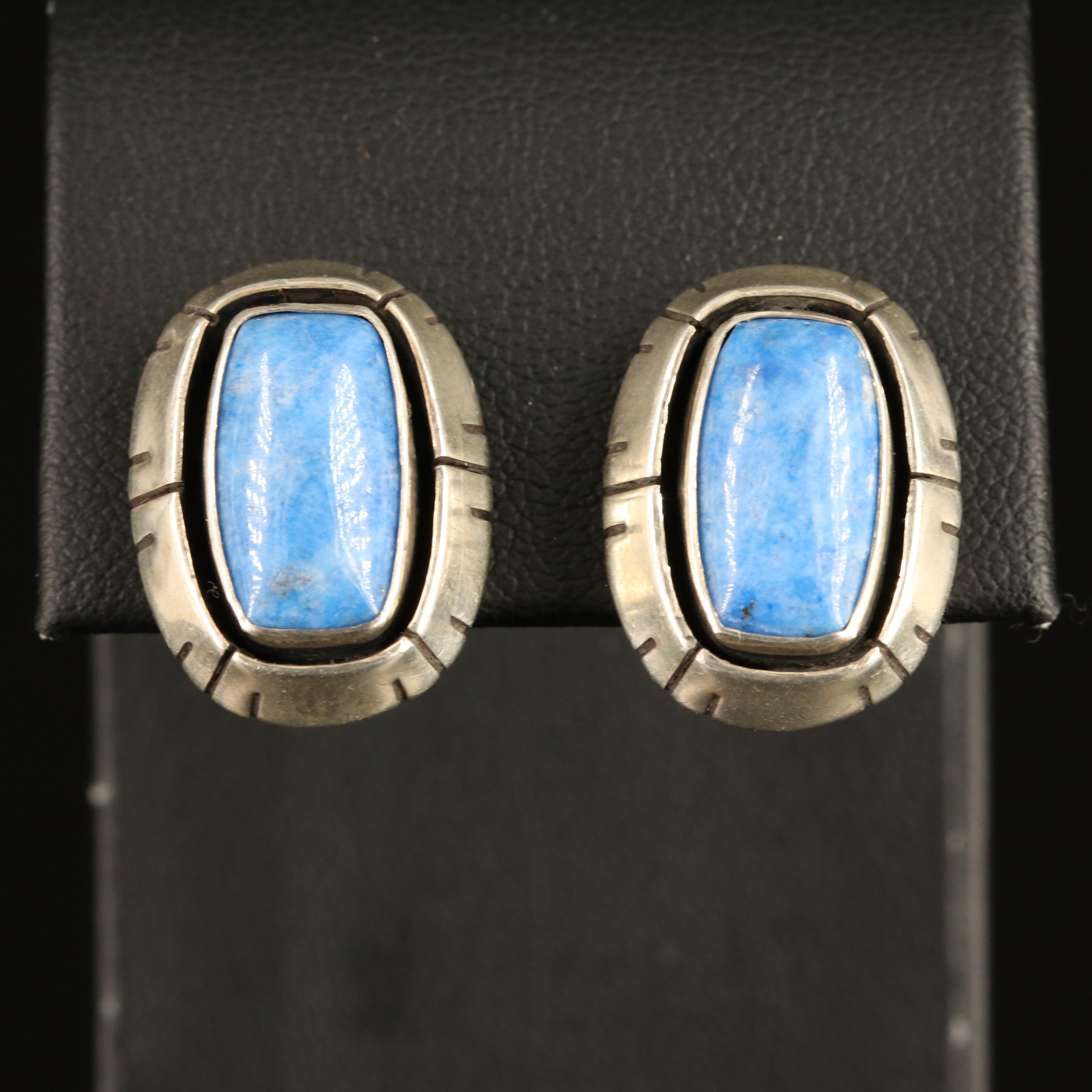Ivan Kee Navajo Diné Sterling Lapis Lazuli Earrings