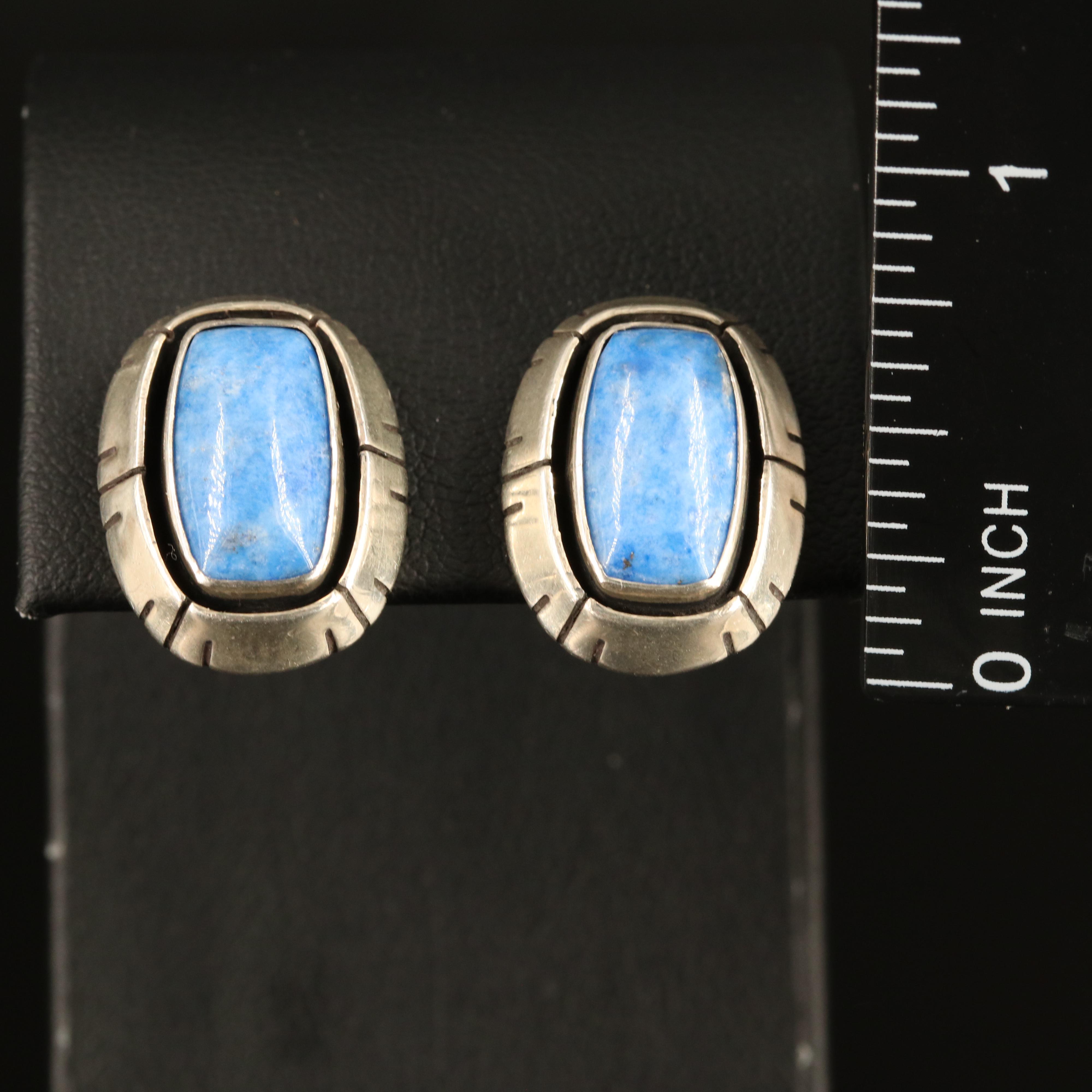 Ivan Kee Navajo Diné Sterling Lapis Lazuli Earrings