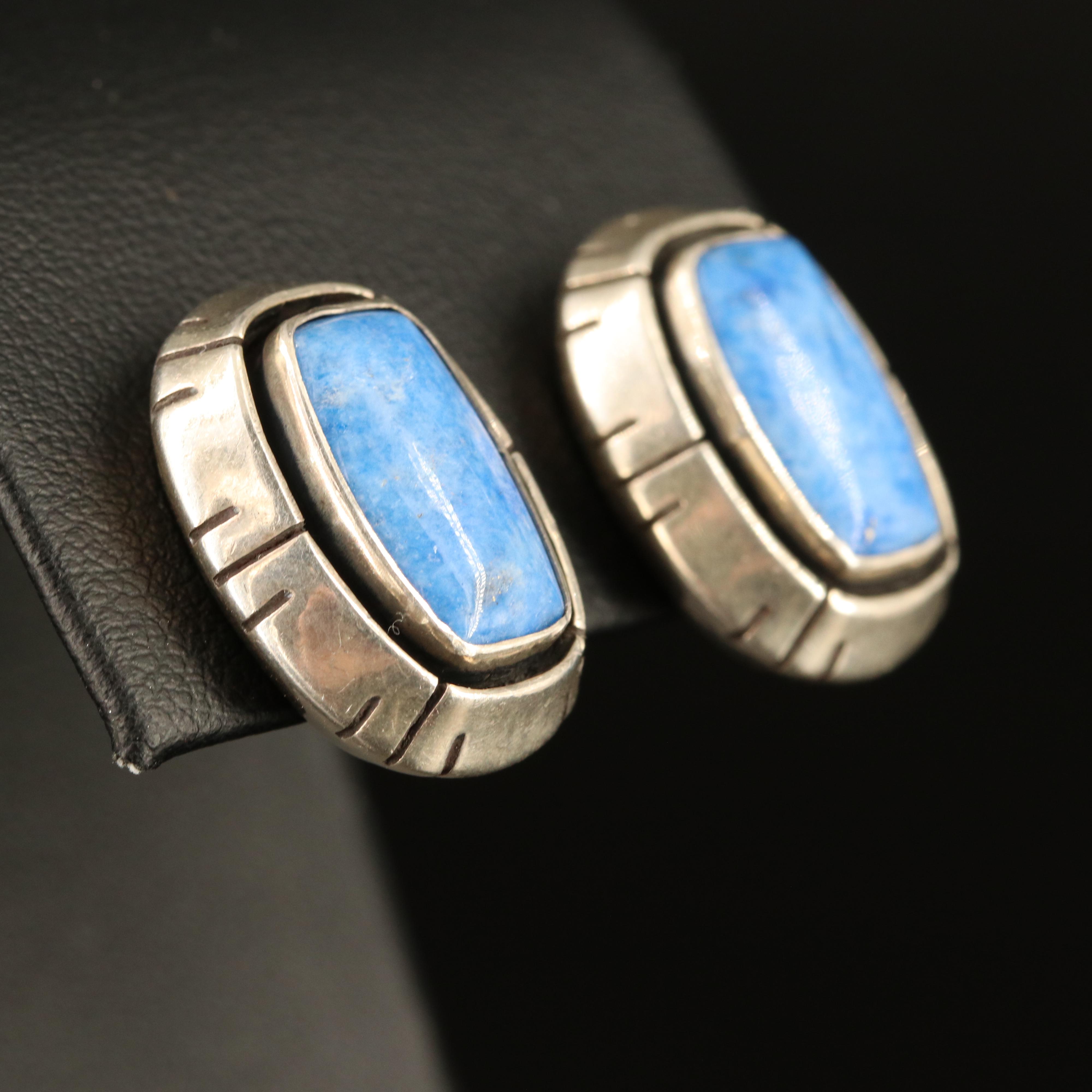 Ivan Kee Navajo Diné Sterling Lapis Lazuli Earrings