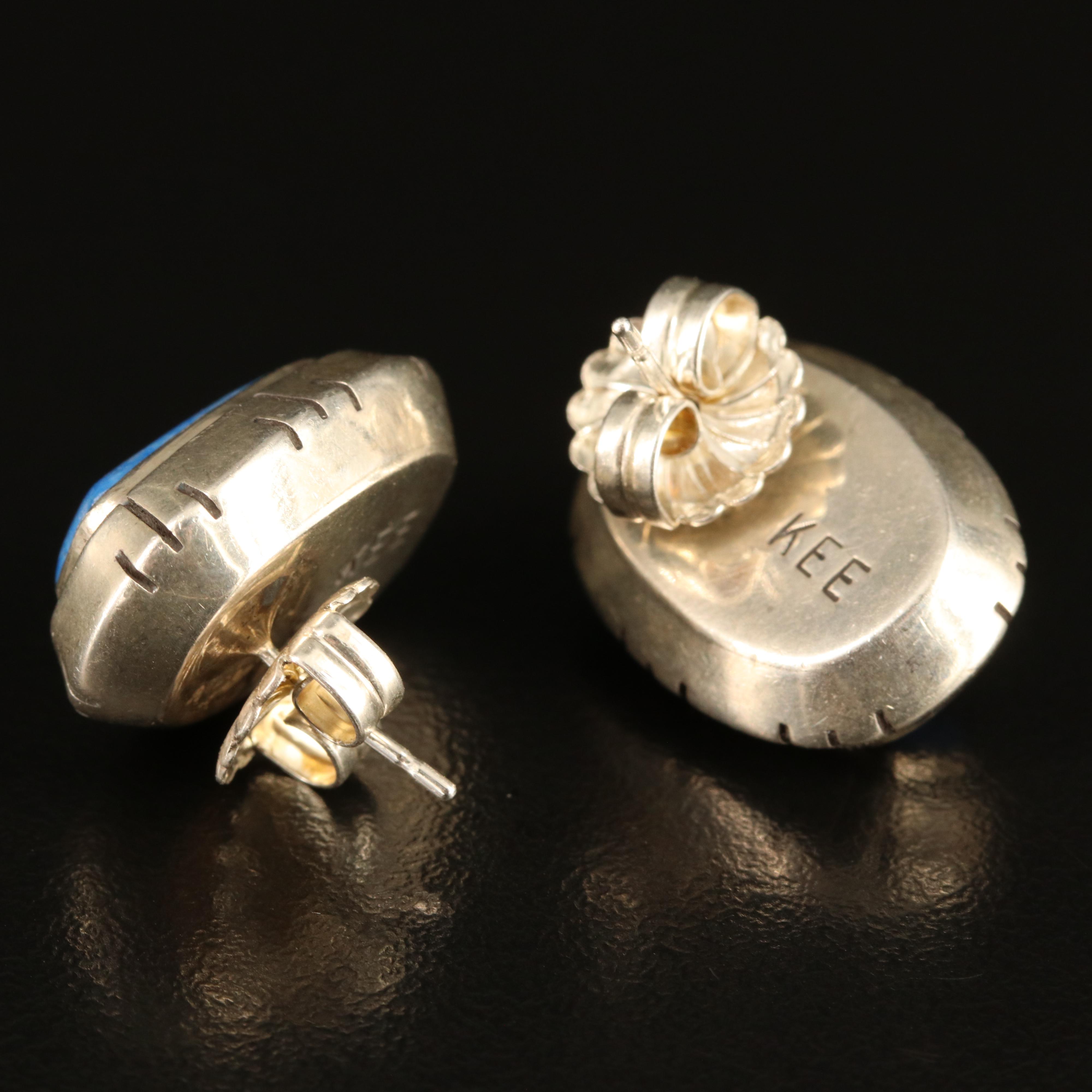 Ivan Kee Navajo Diné Sterling Lapis Lazuli Earrings
