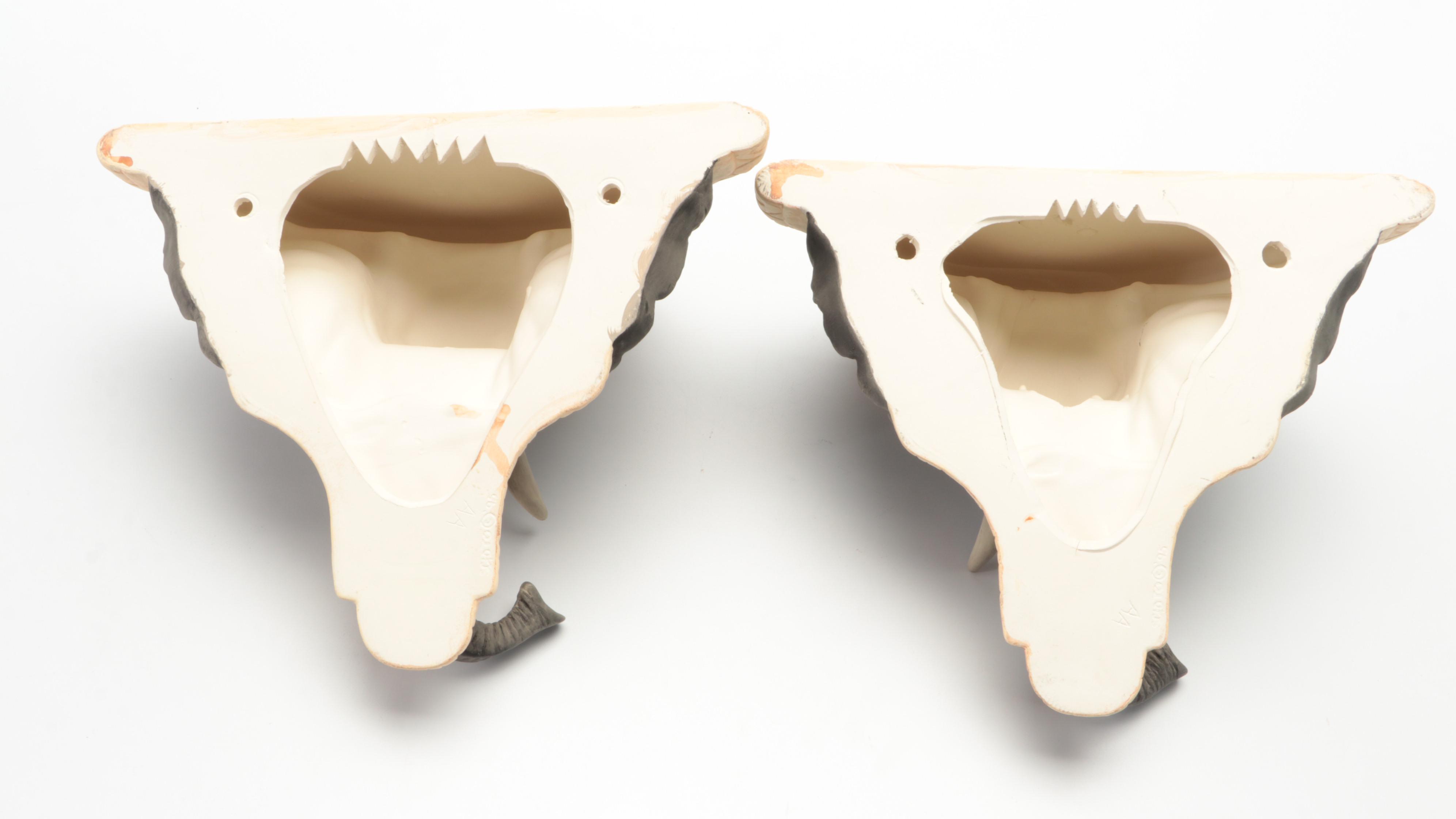 Hand-Glazed Ceramic Elephant Vase and Corbels with Beaded Bowl