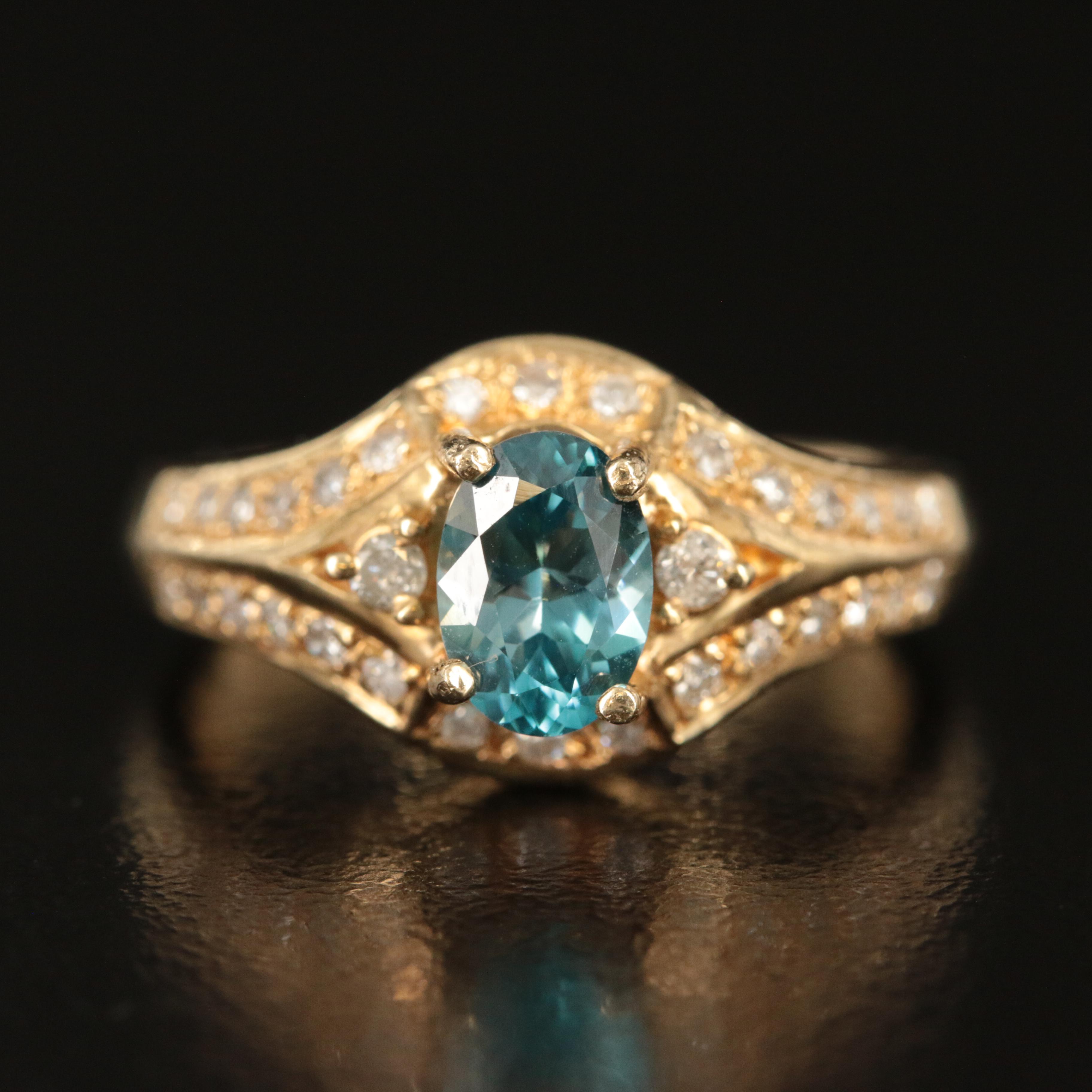 14K Moissanite and Diamond Ring