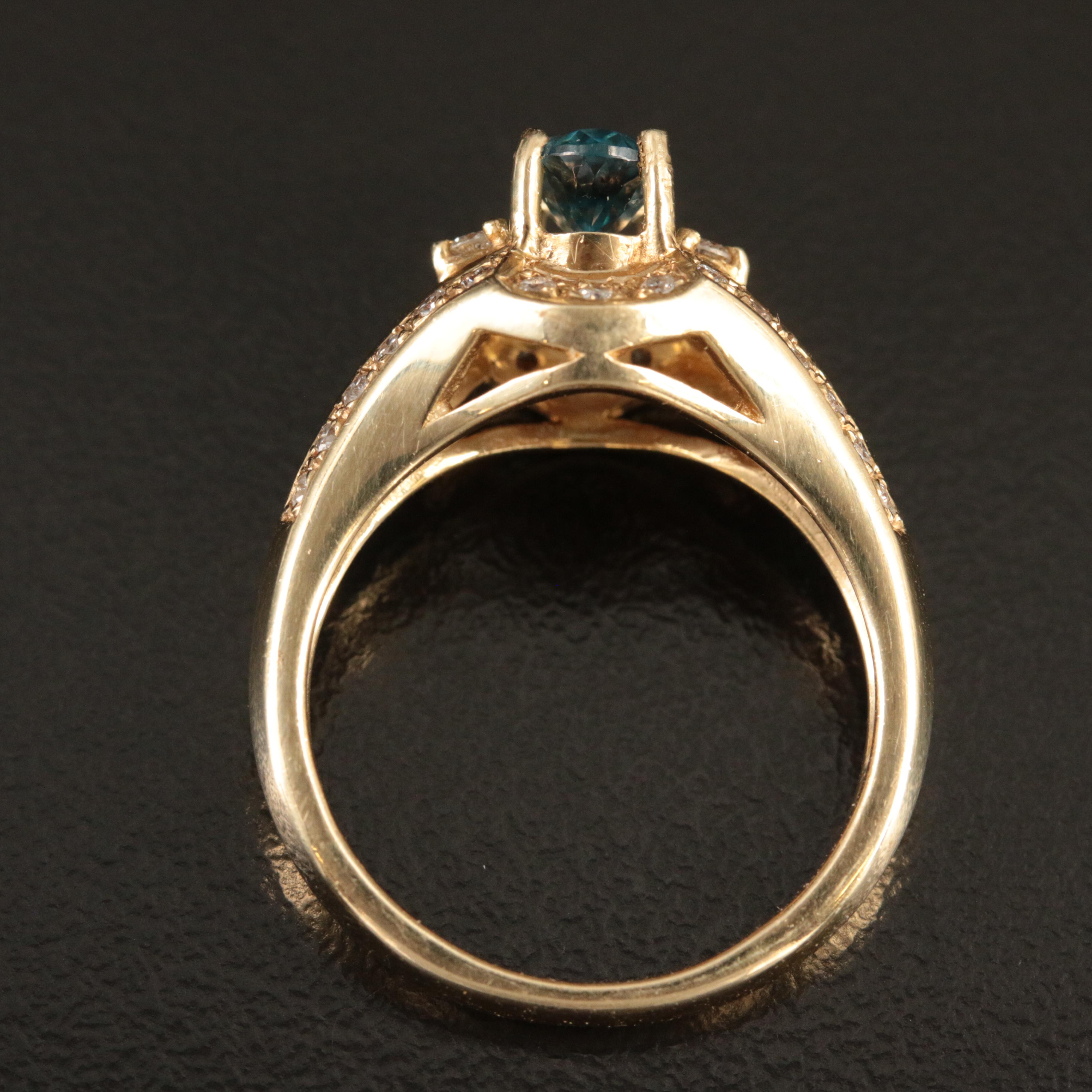 14K Moissanite and Diamond Ring