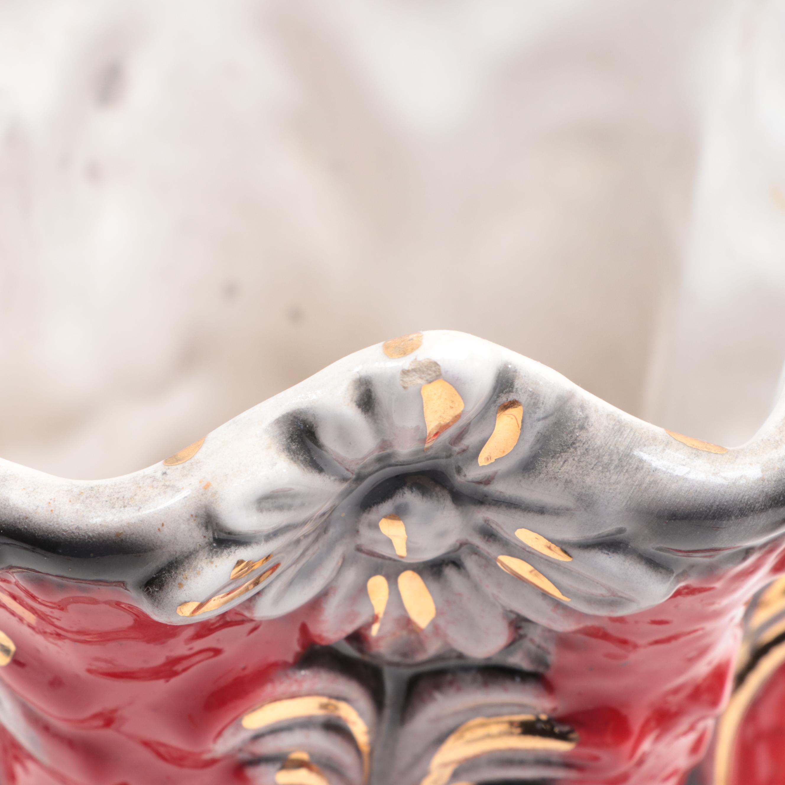 Rococo Style Gilt and Floral Motif Ceramic Vases, Mid-20th Century