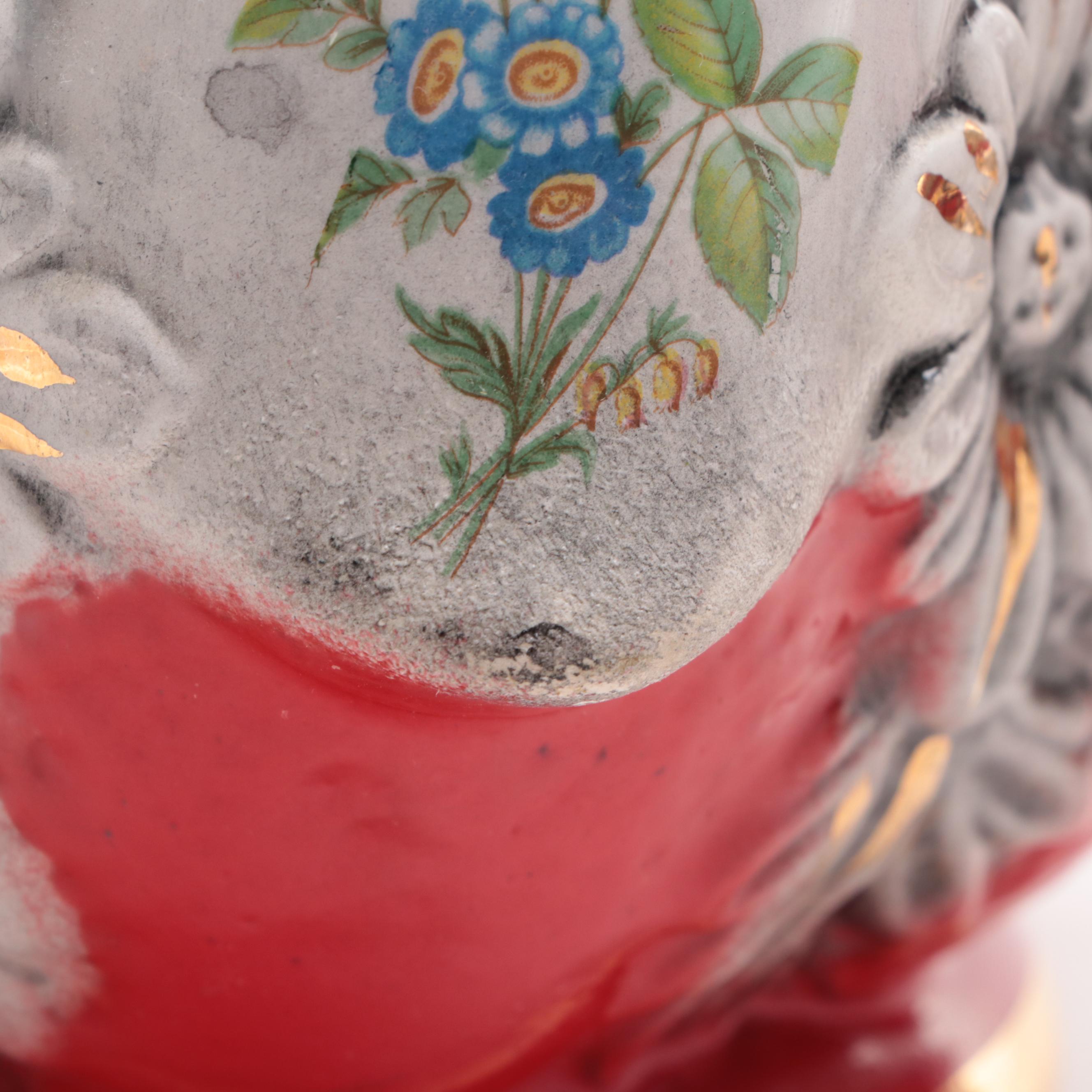 Rococo Style Gilt and Floral Motif Ceramic Vases, Mid-20th Century