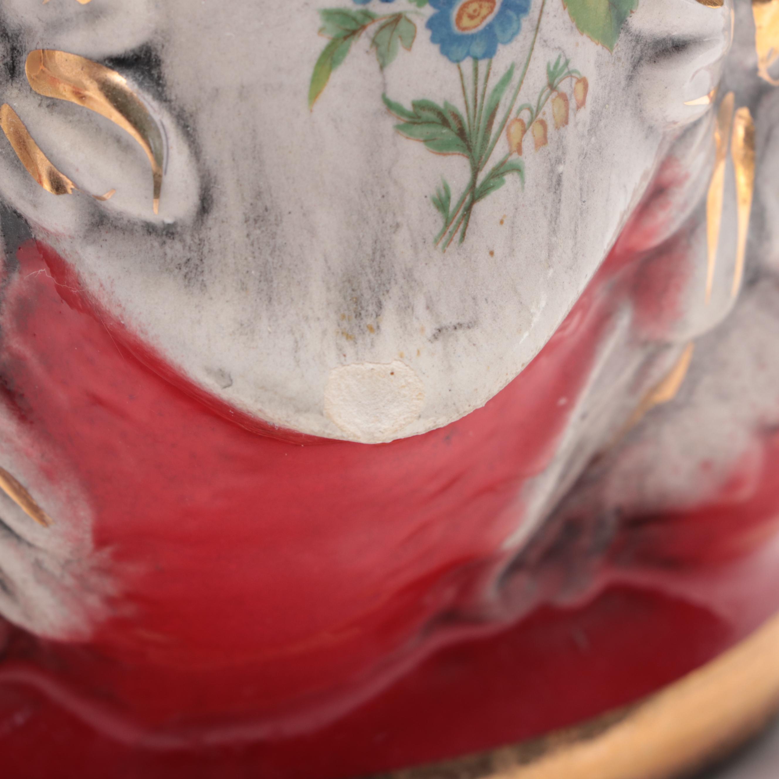 Rococo Style Gilt and Floral Motif Ceramic Vases, Mid-20th Century
