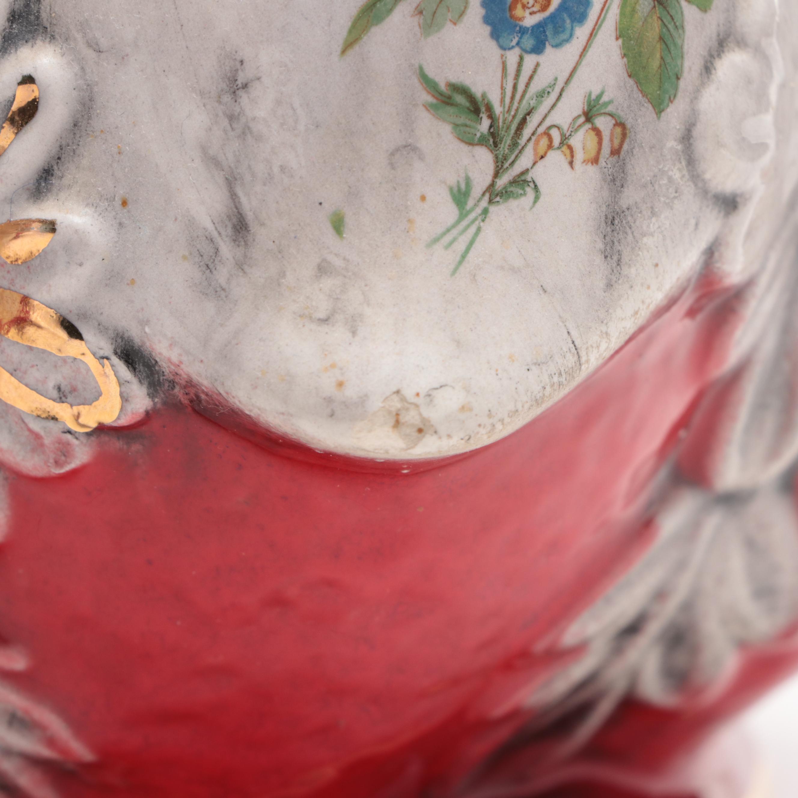 Rococo Style Gilt and Floral Motif Ceramic Vases, Mid-20th Century