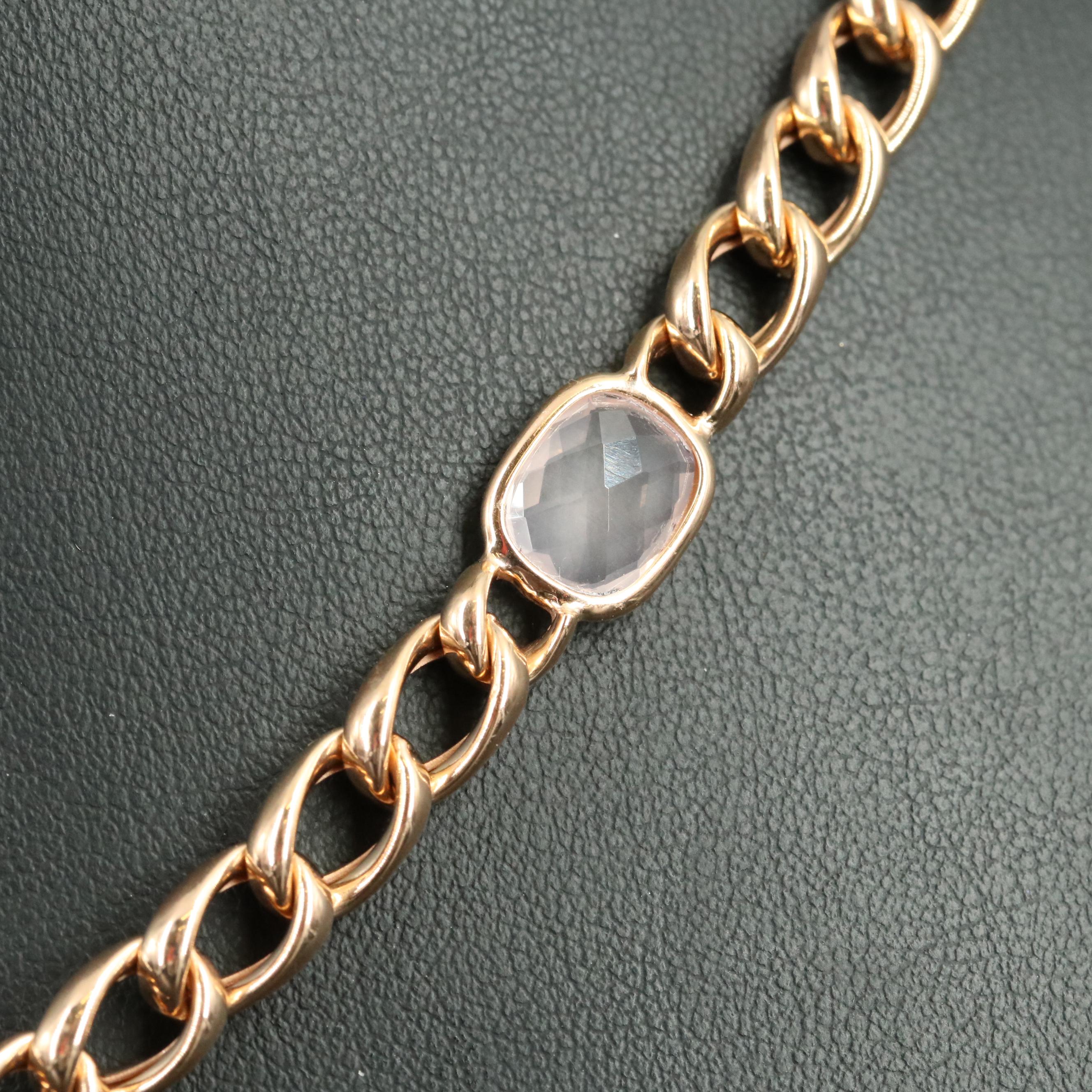 14K Rose Gold Amethyst, Prasiolite and Rose Quartz Station Necklace