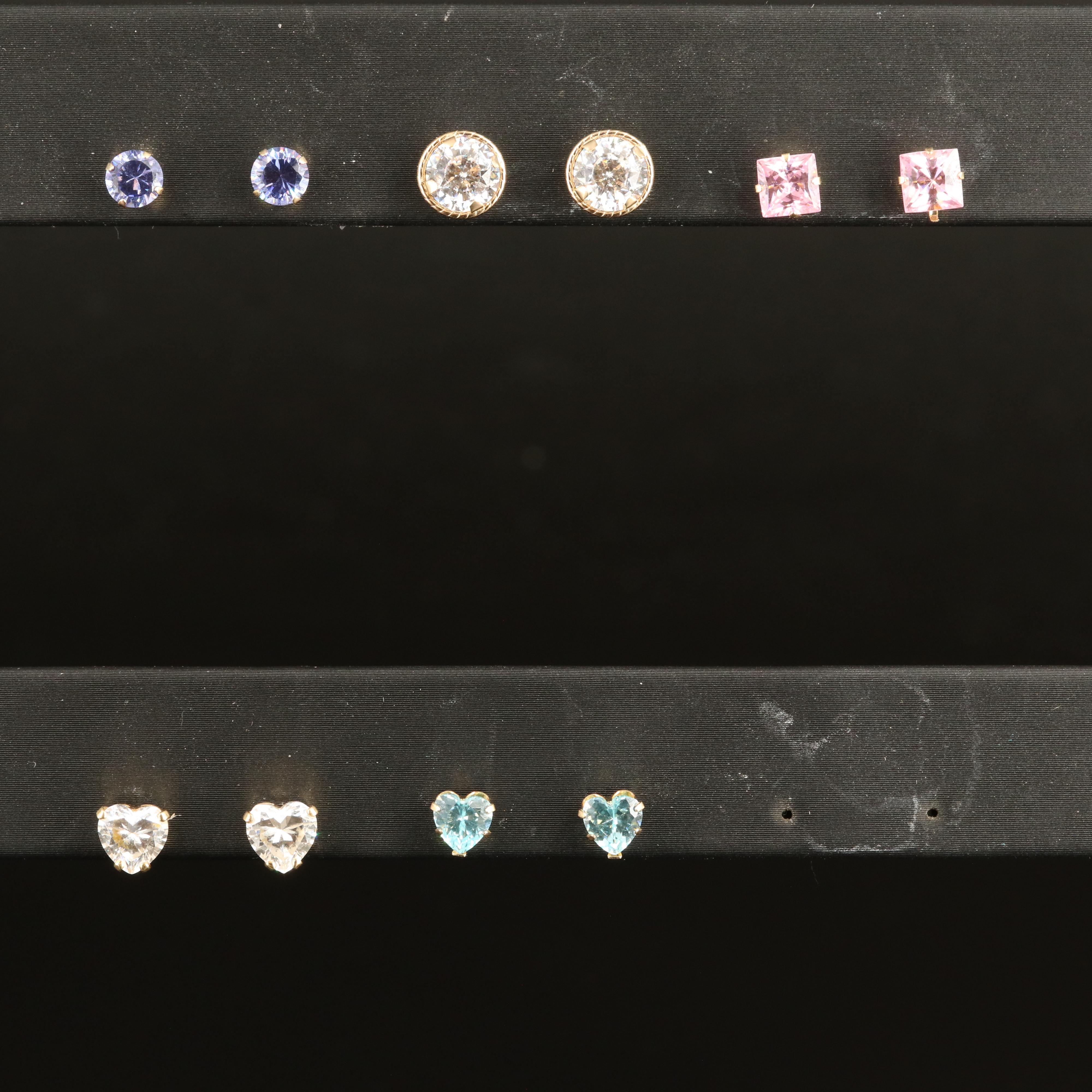 14K Cubic Zirconia Stud Earrings