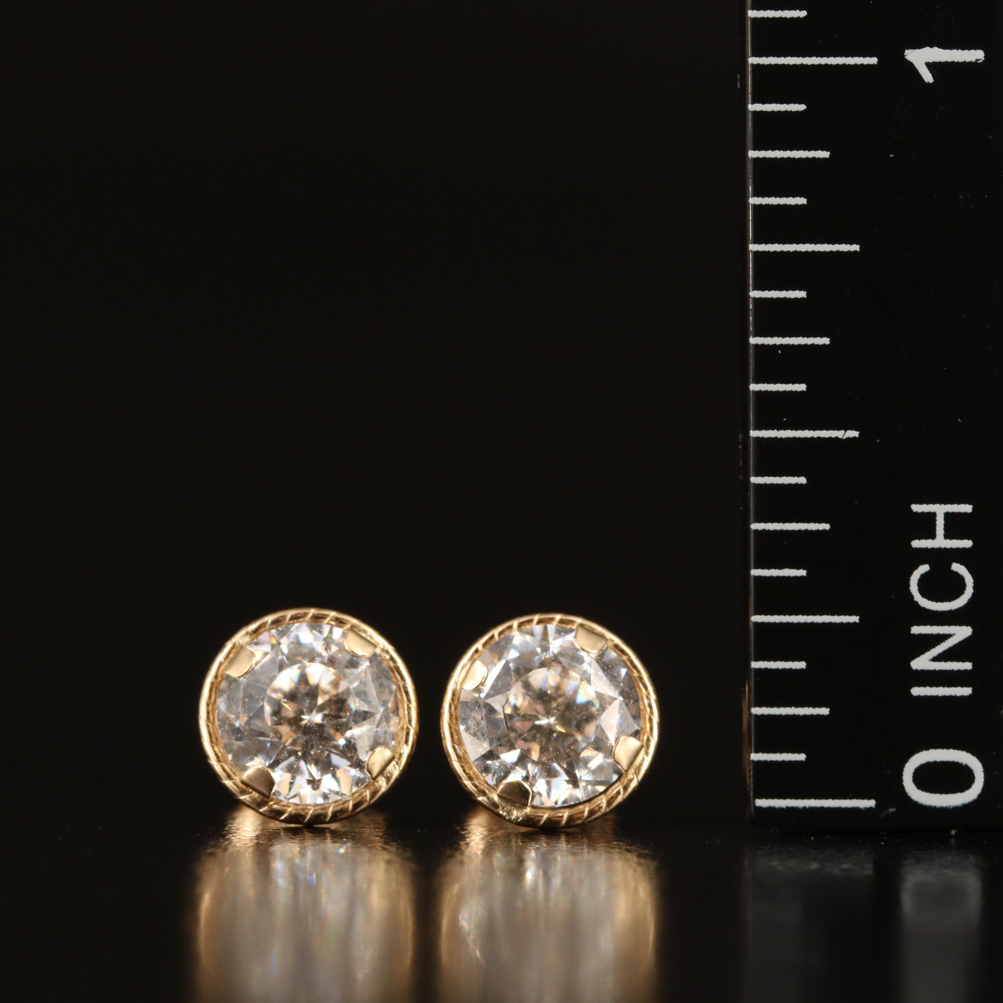 14K Cubic Zirconia Stud Earrings