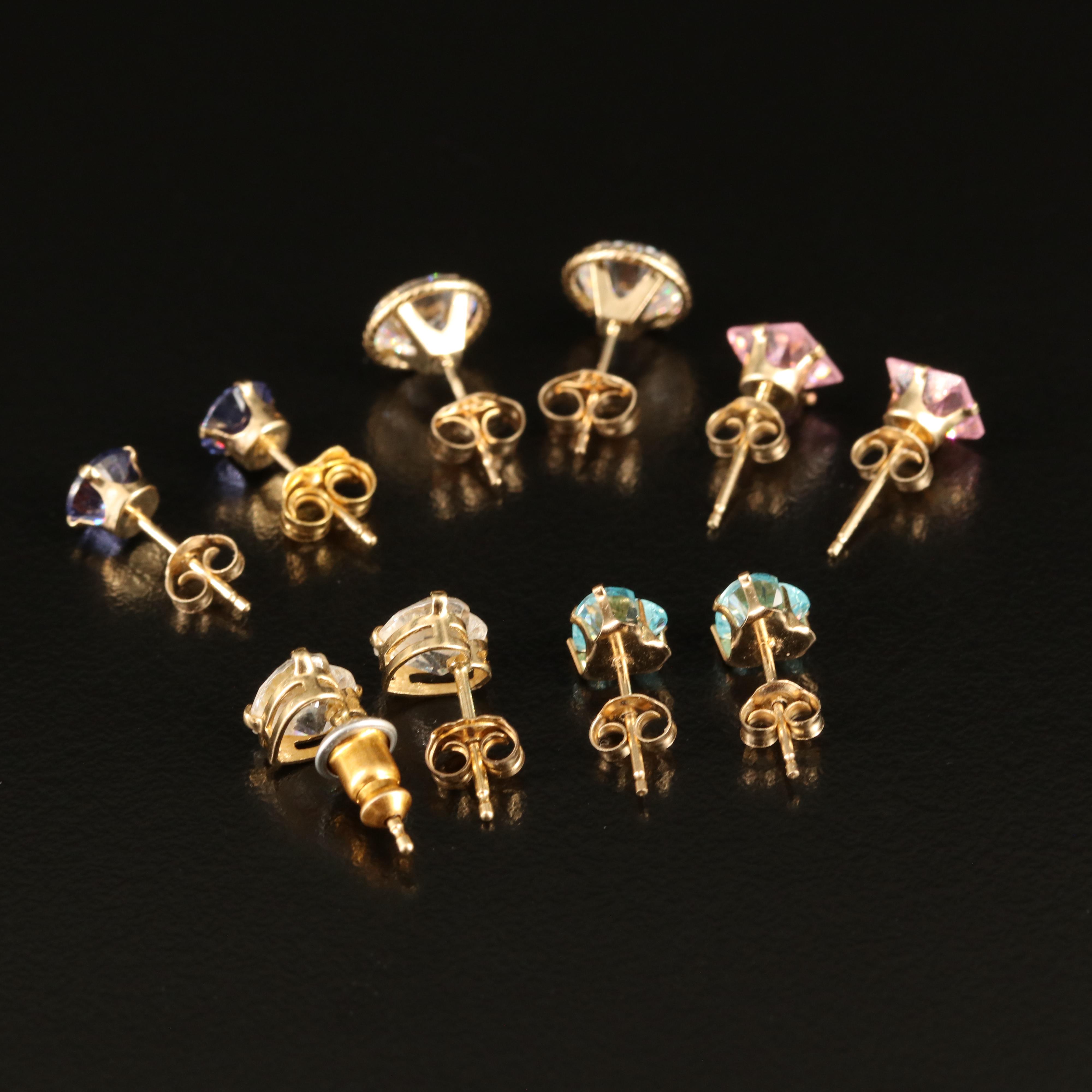 14K Cubic Zirconia Stud Earrings