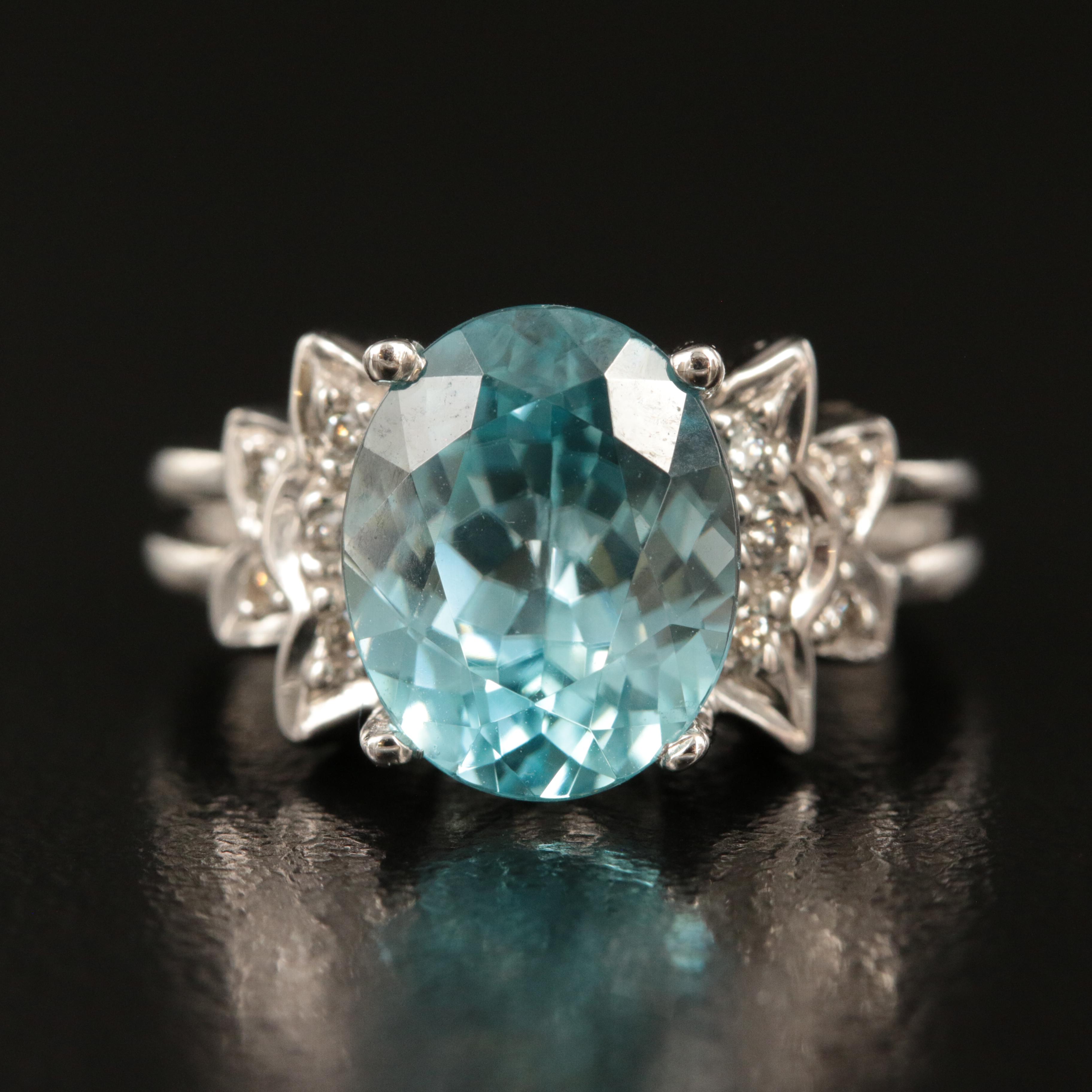 14K Zircon and Diamond Ring