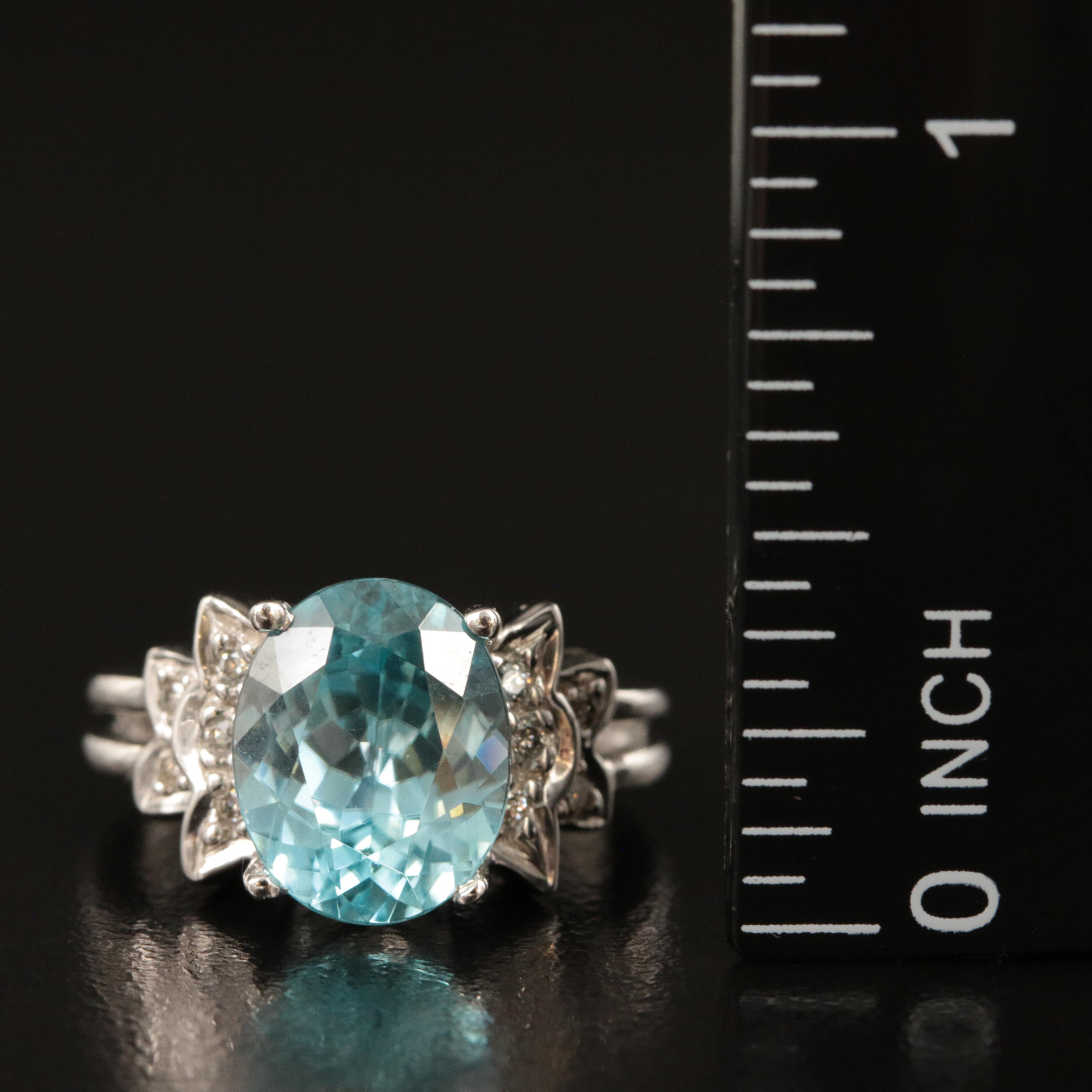 14K Zircon and Diamond Ring