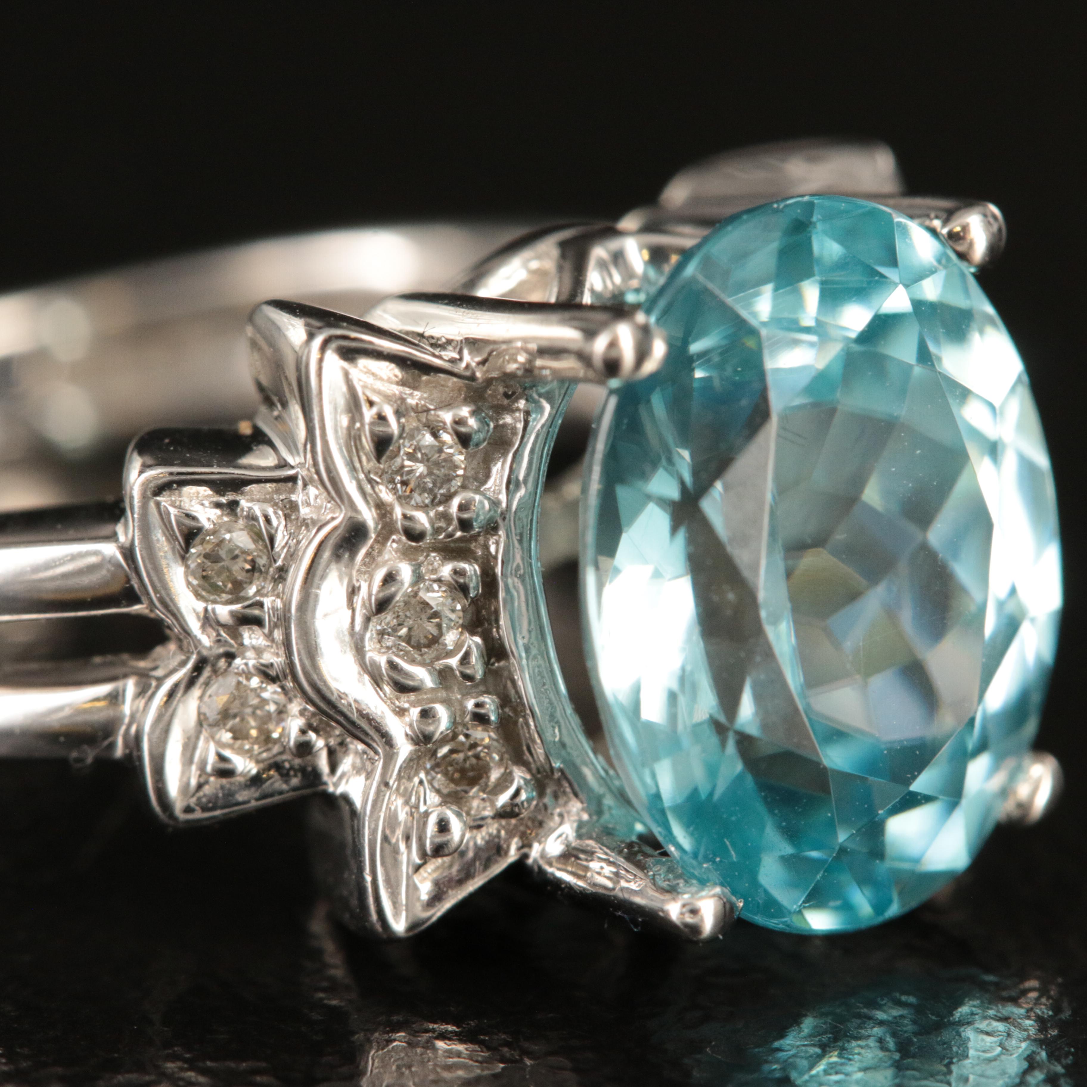 14K Zircon and Diamond Ring