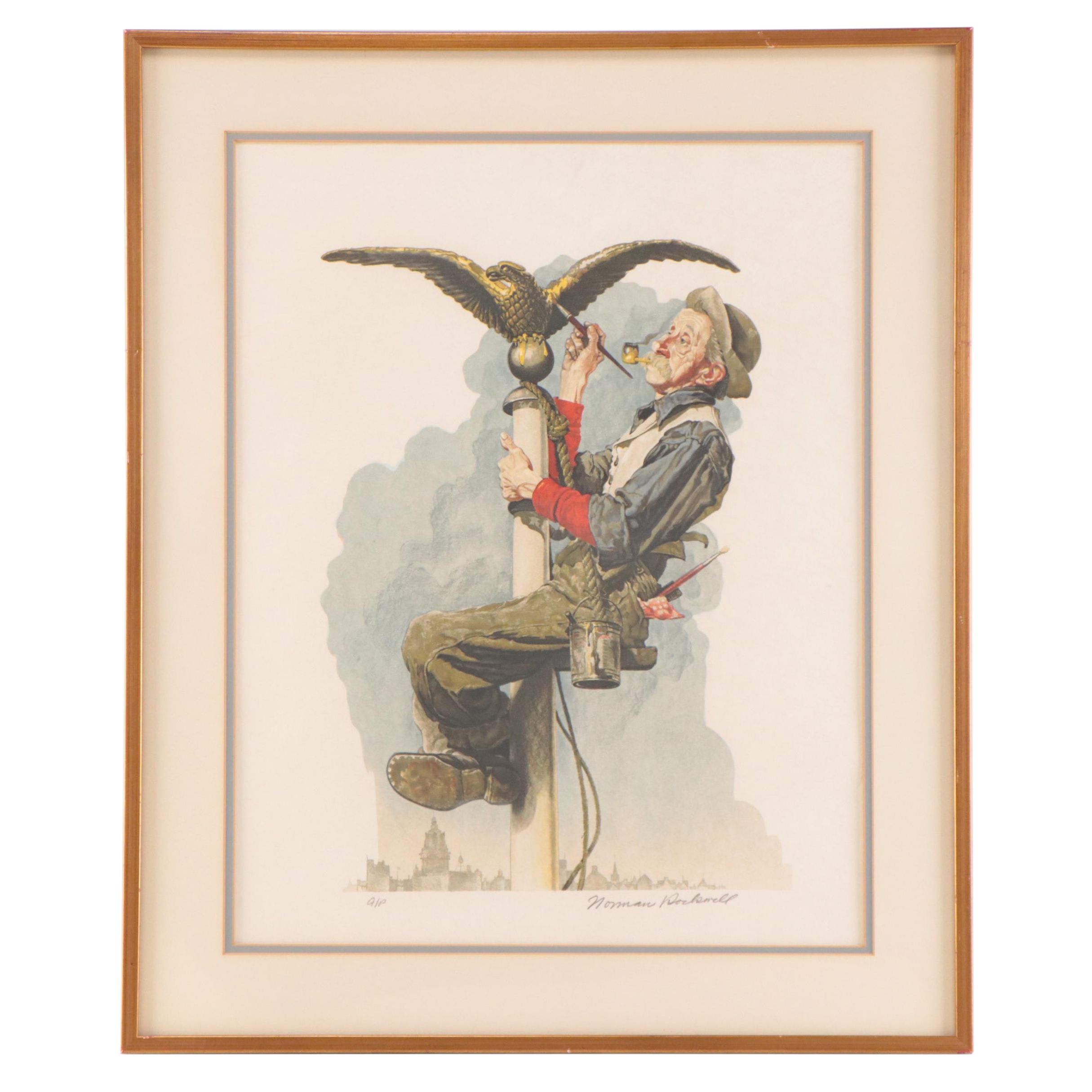 Norman Rockwell Color Lithograph "Gliding The Eagle," 1976