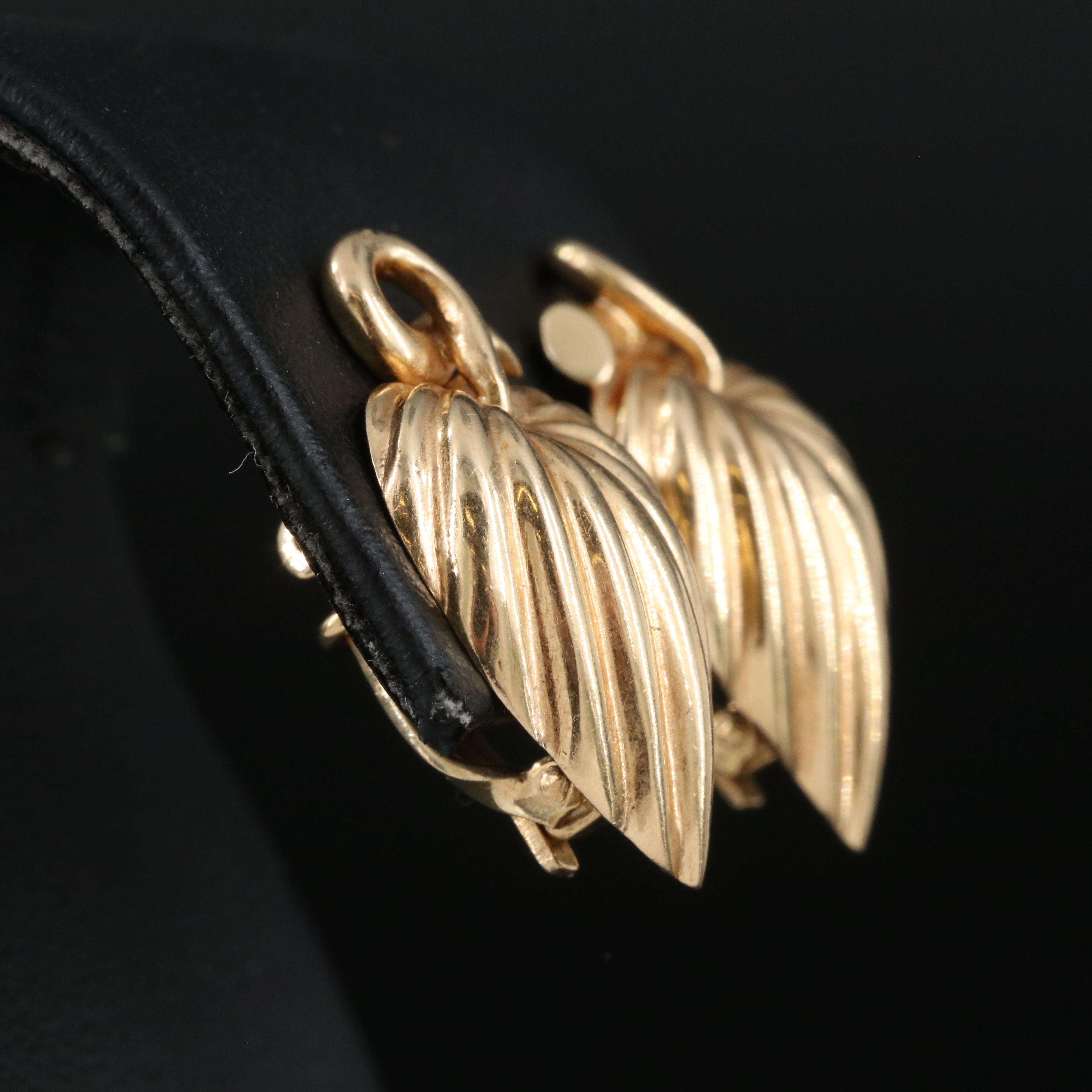 14K Leaf Earrings