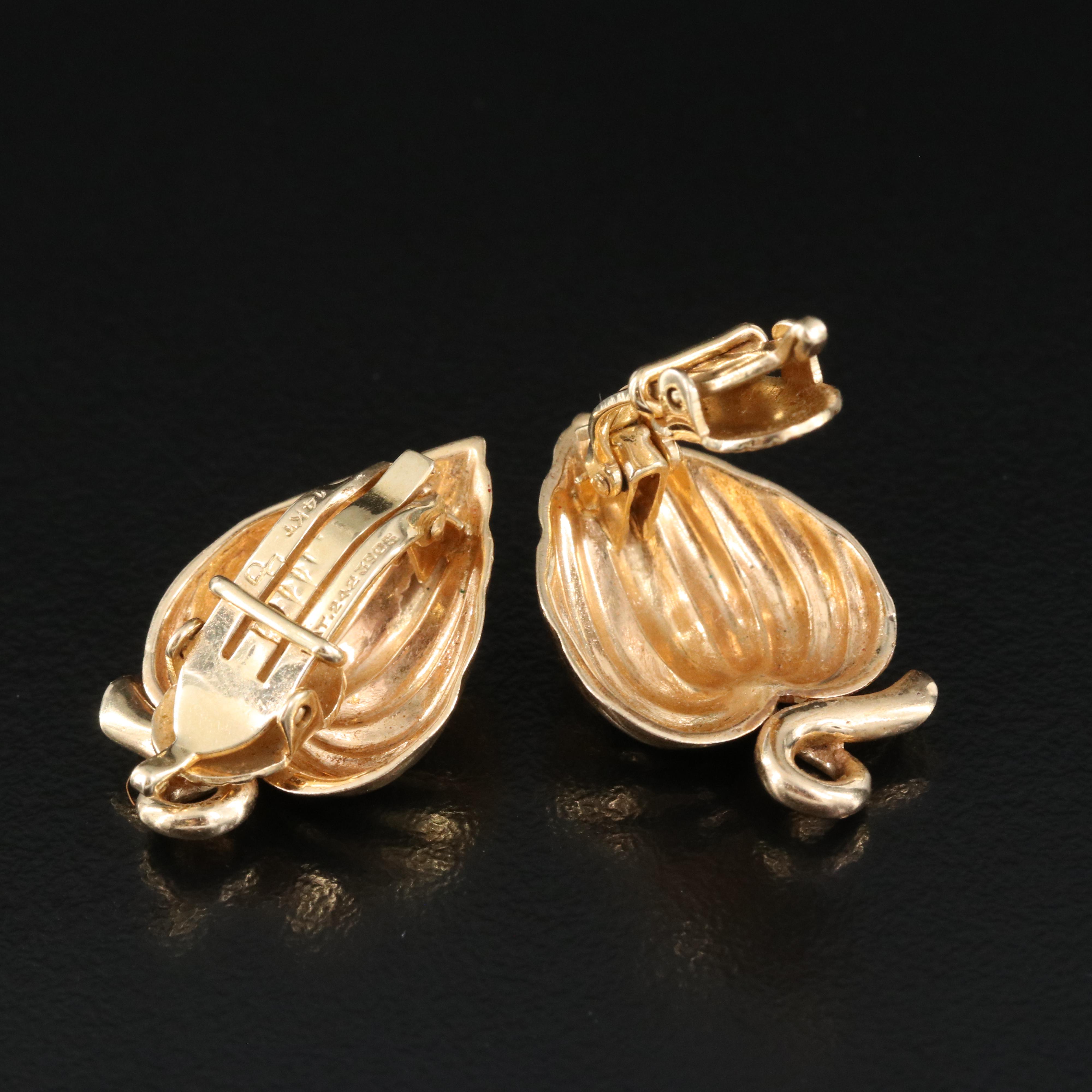 14K Leaf Earrings