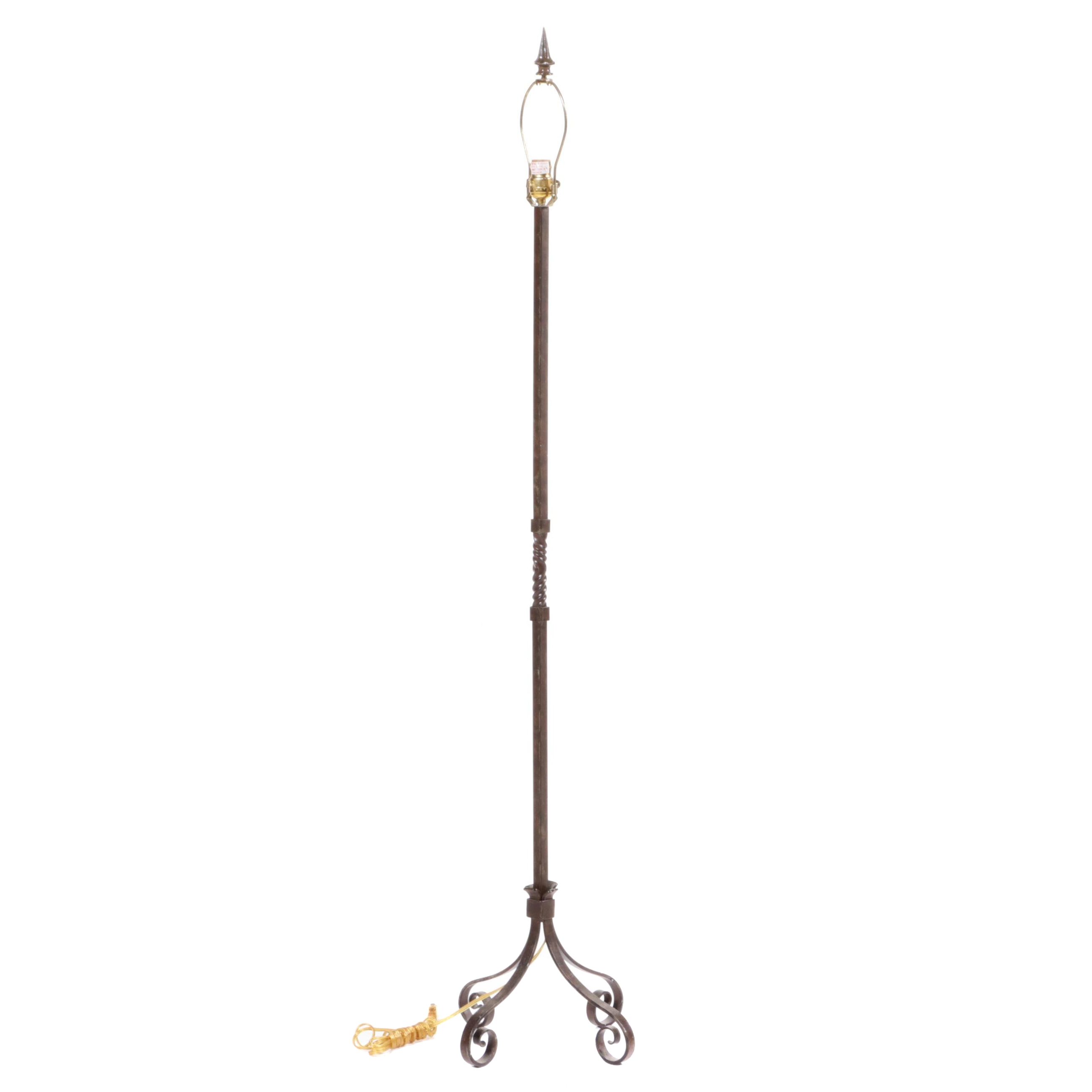 Colonial Style Wrought Iron Floor Lamp, Late 20th Century