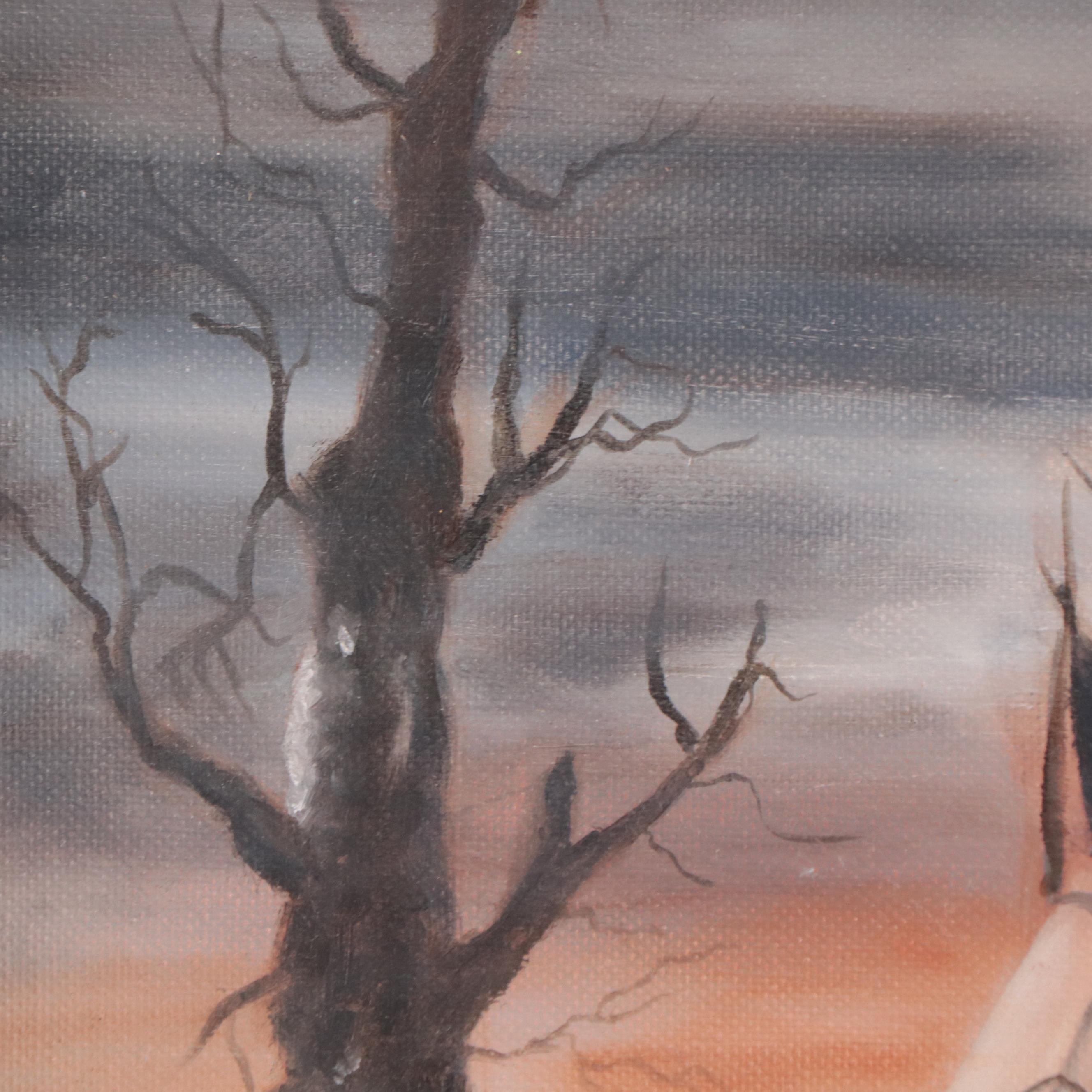 Donna Andrea Oil Painting of Native Americans in Winter Landscape