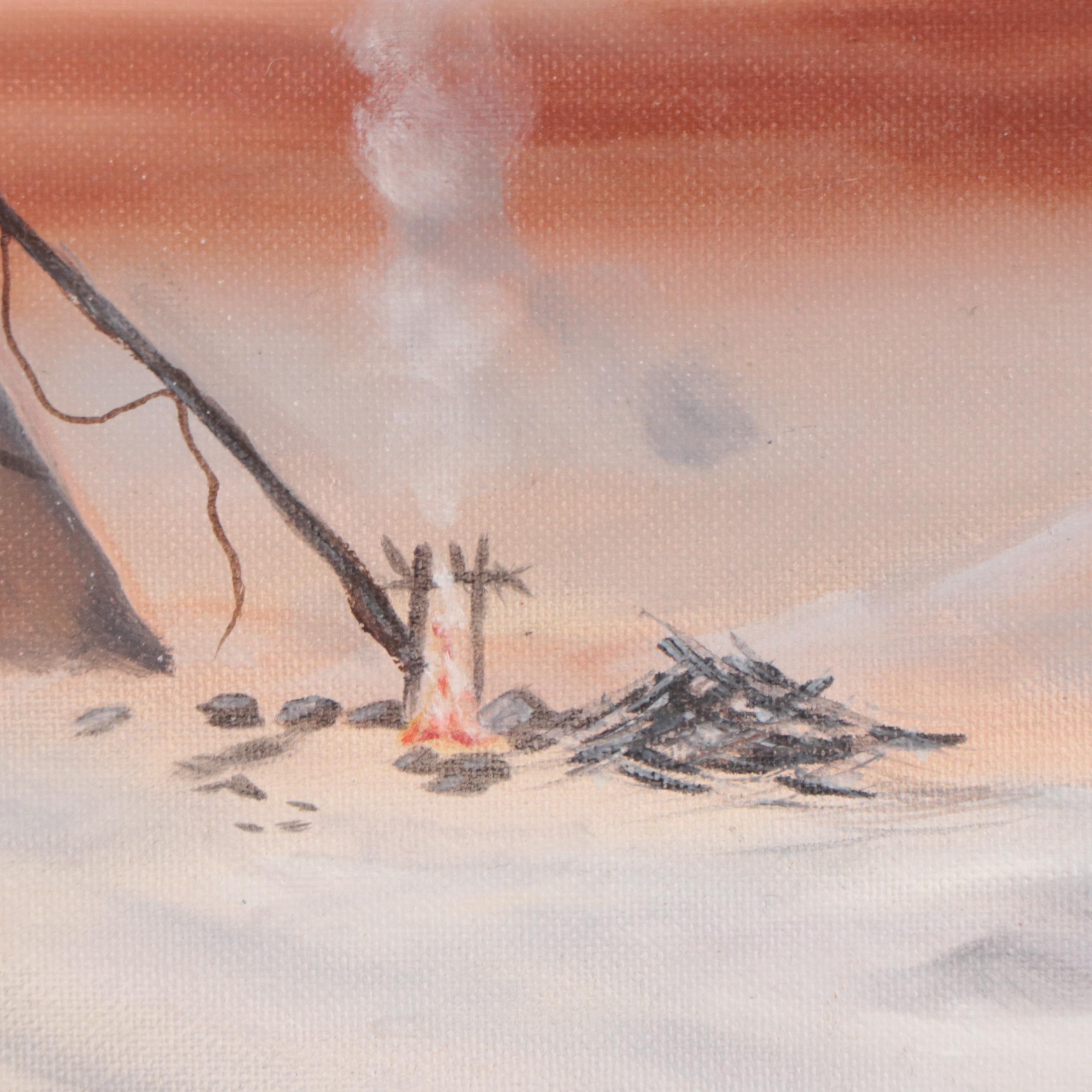 Donna Andrea Oil Painting of Native Americans in Winter Landscape