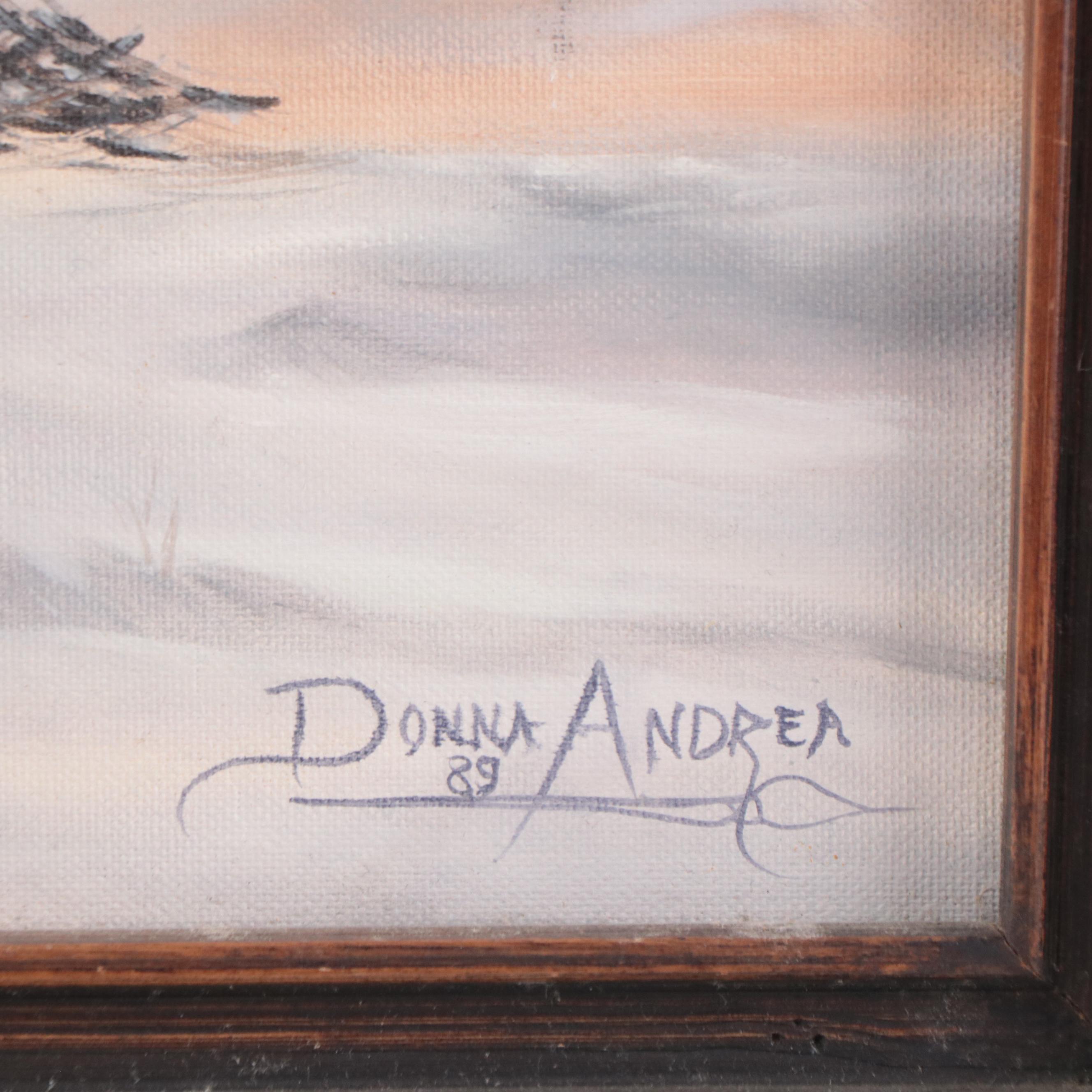 Donna Andrea Oil Painting of Native Americans in Winter Landscape