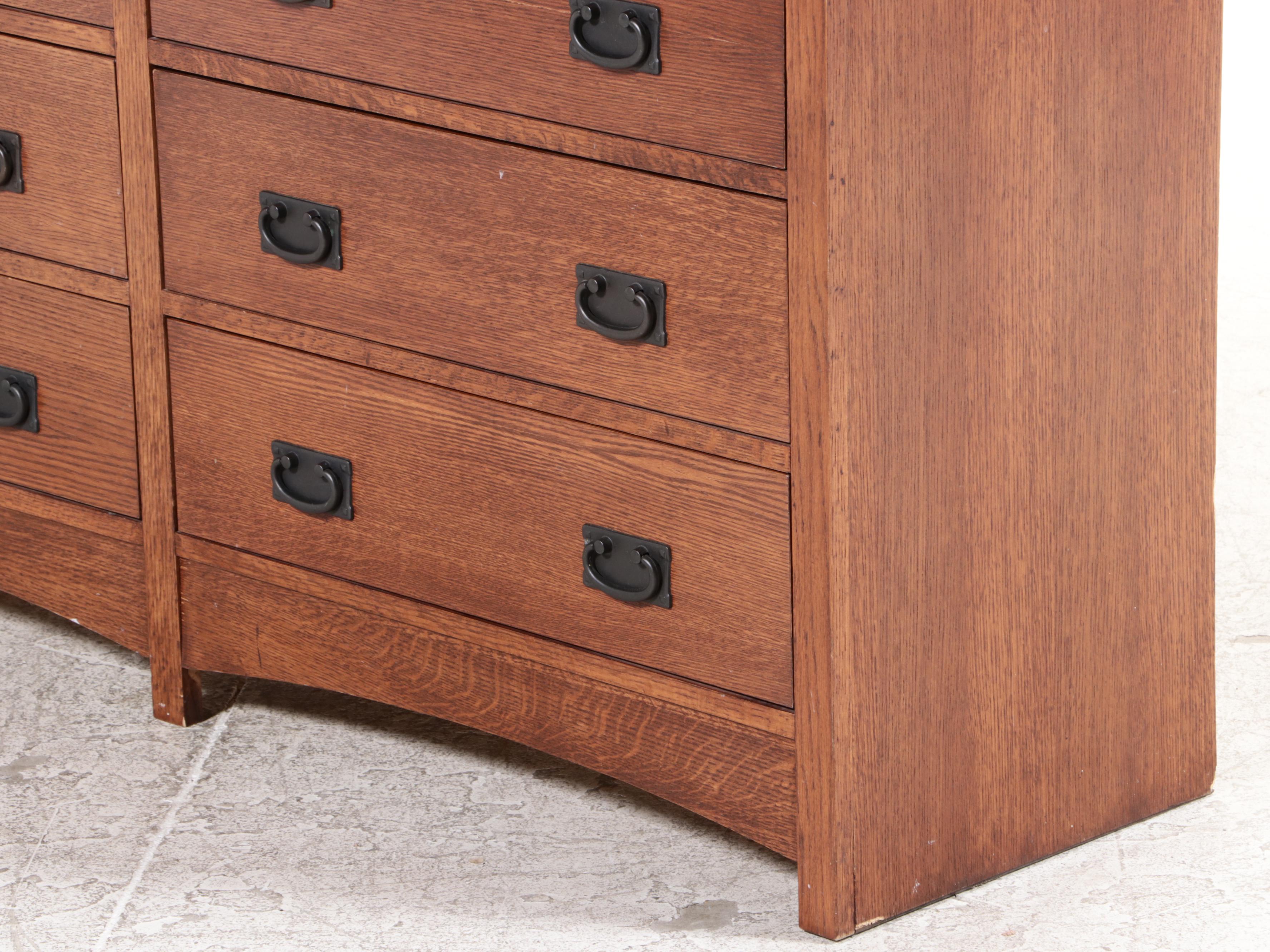 Mission Style Wooden Dresser with Mirror