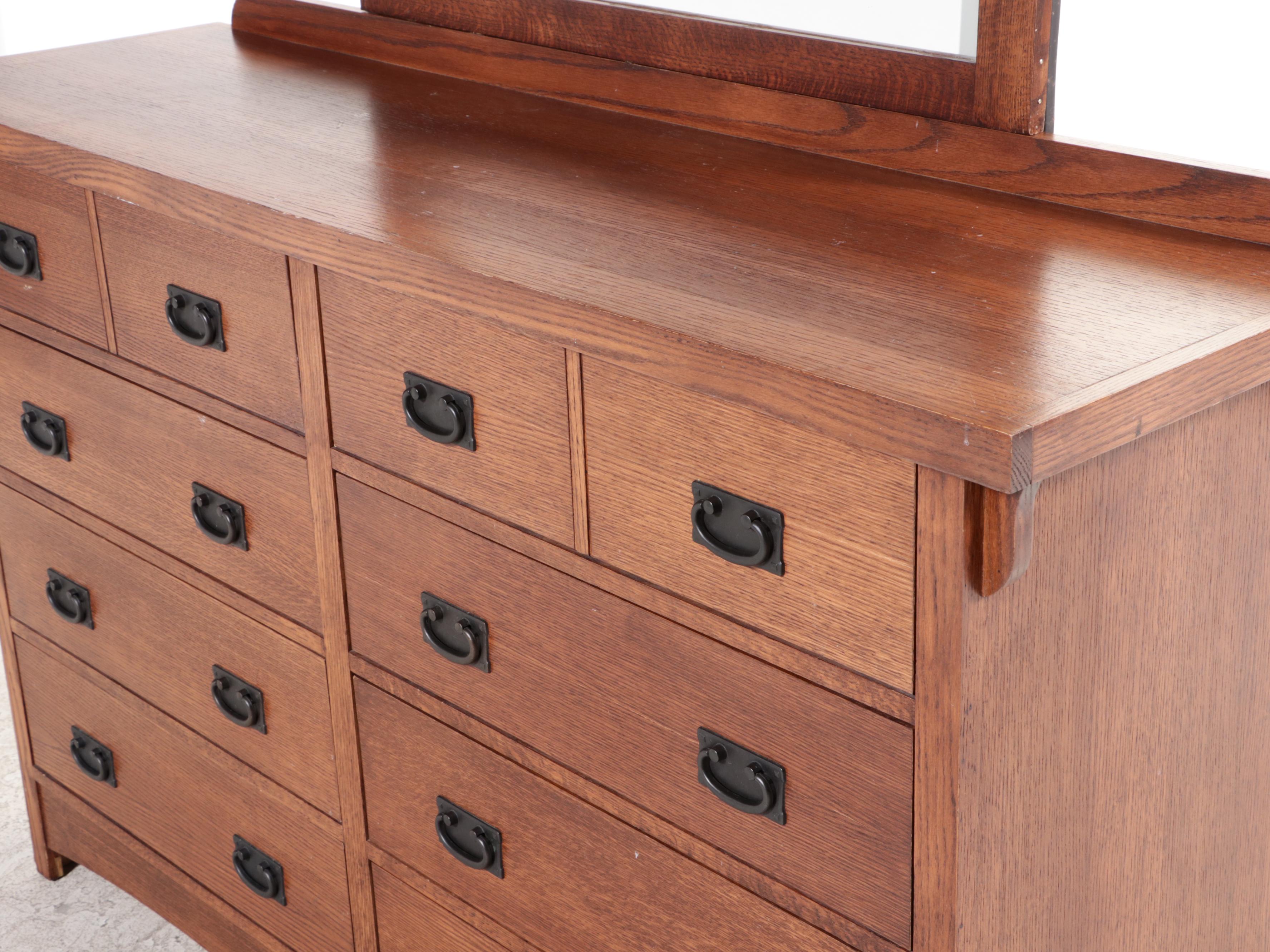 Mission Style Wooden Dresser with Mirror