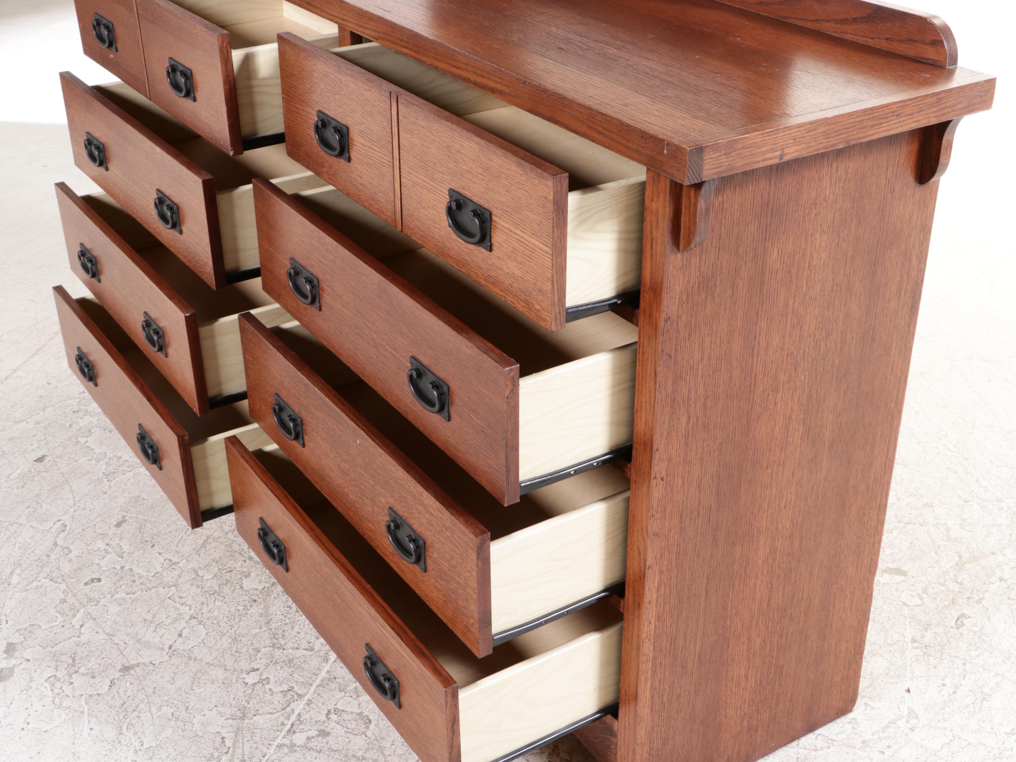 Mission Style Wooden Dresser with Mirror