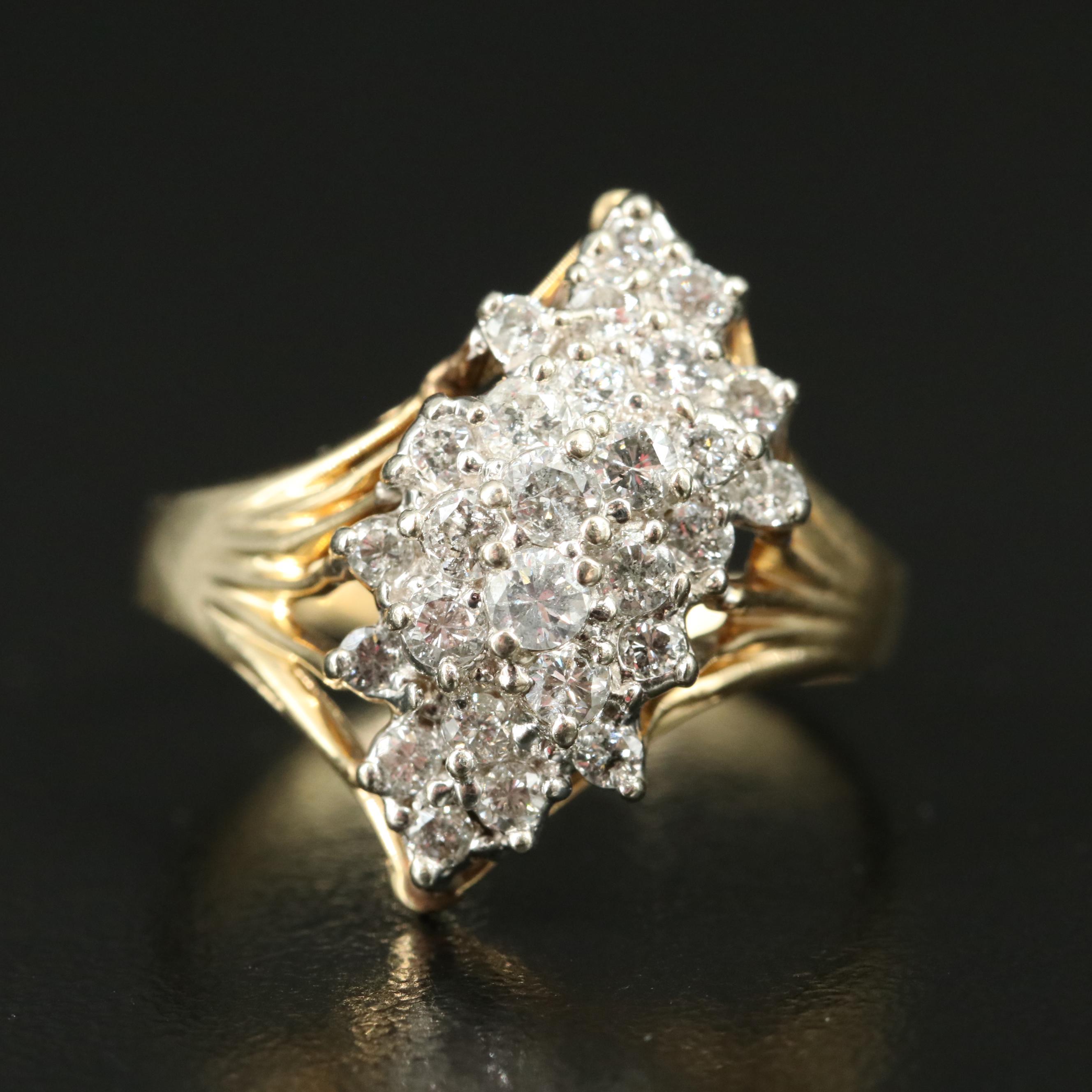14K 0.94 CTW Diamond Cluster Ring