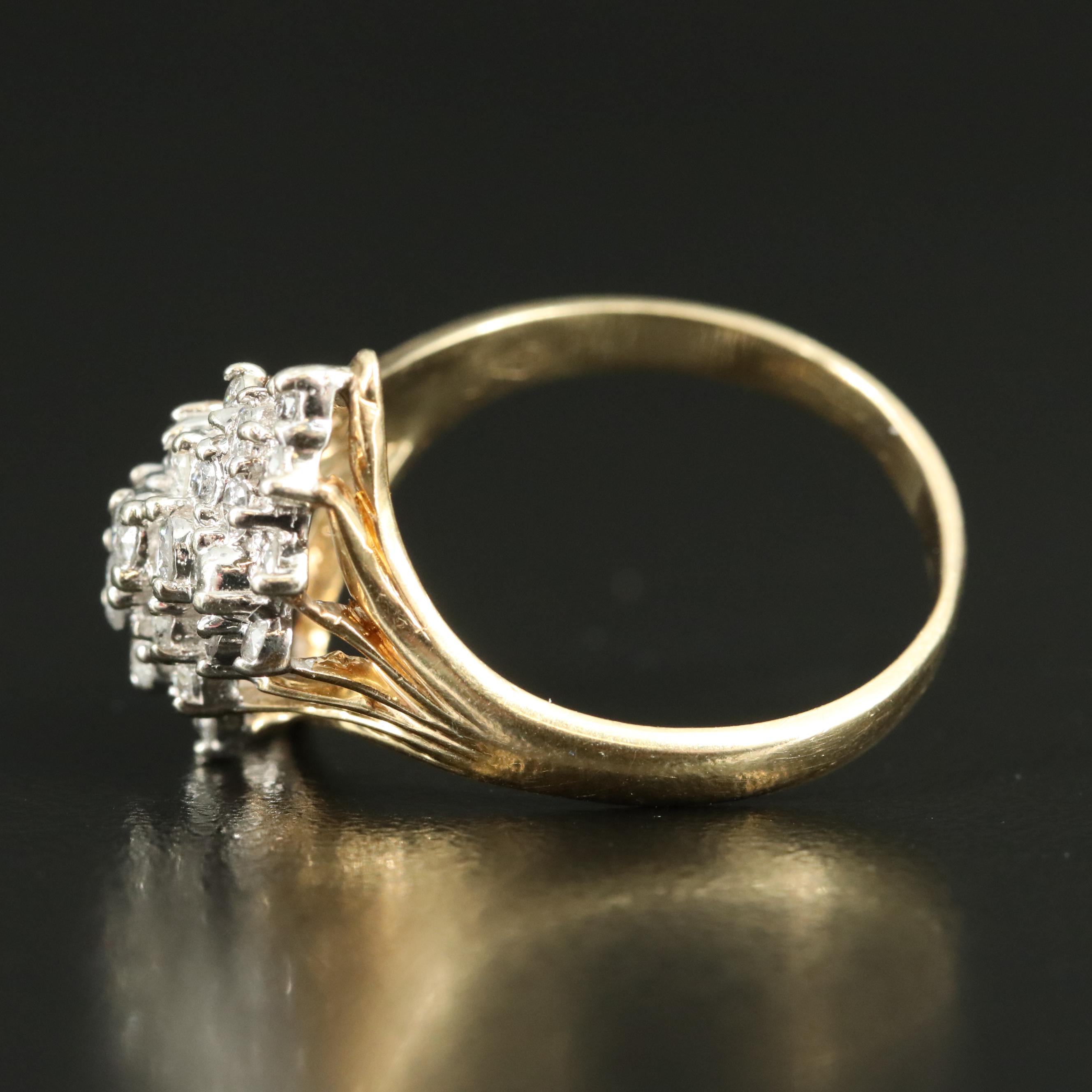 14K 0.94 CTW Diamond Cluster Ring