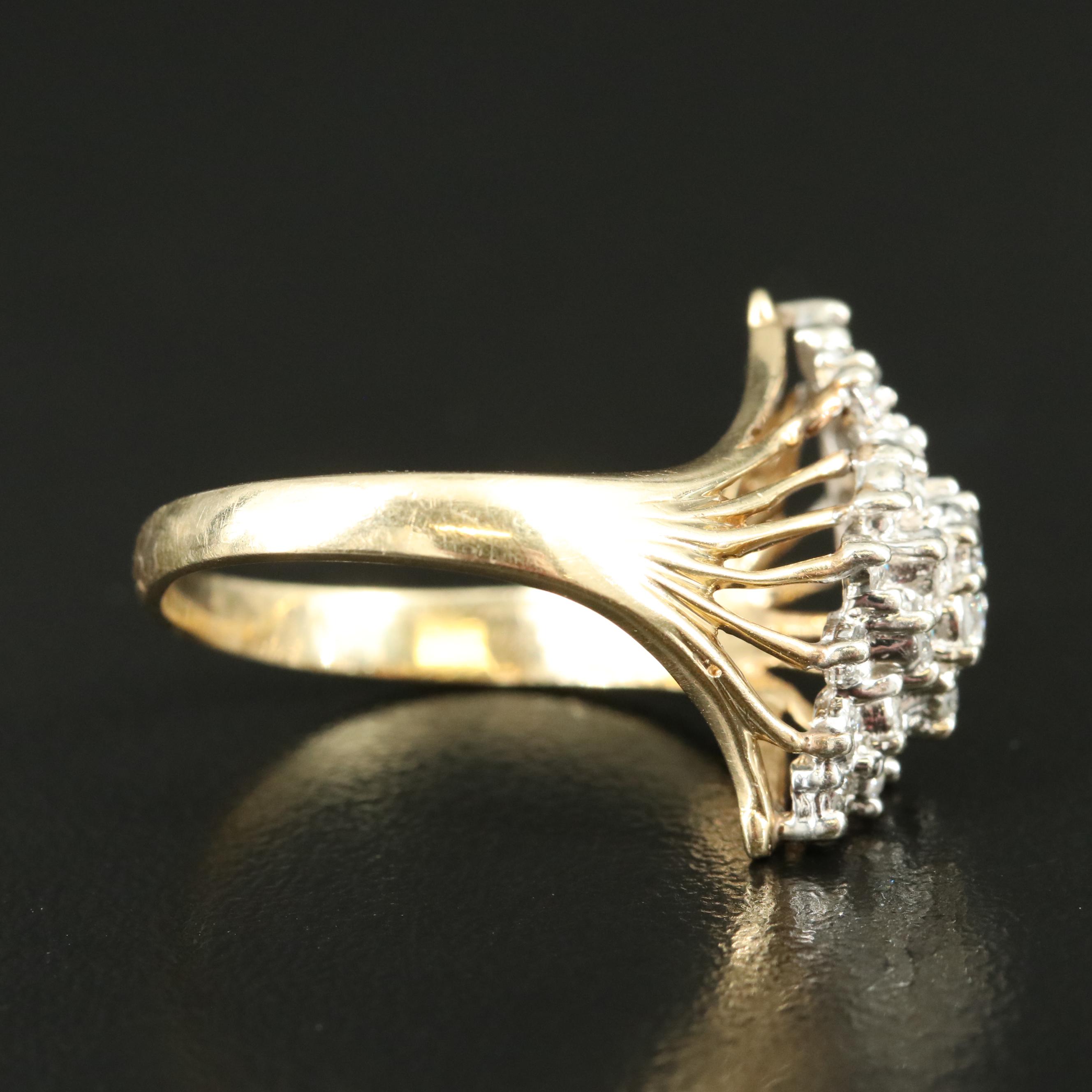 14K 0.94 CTW Diamond Cluster Ring