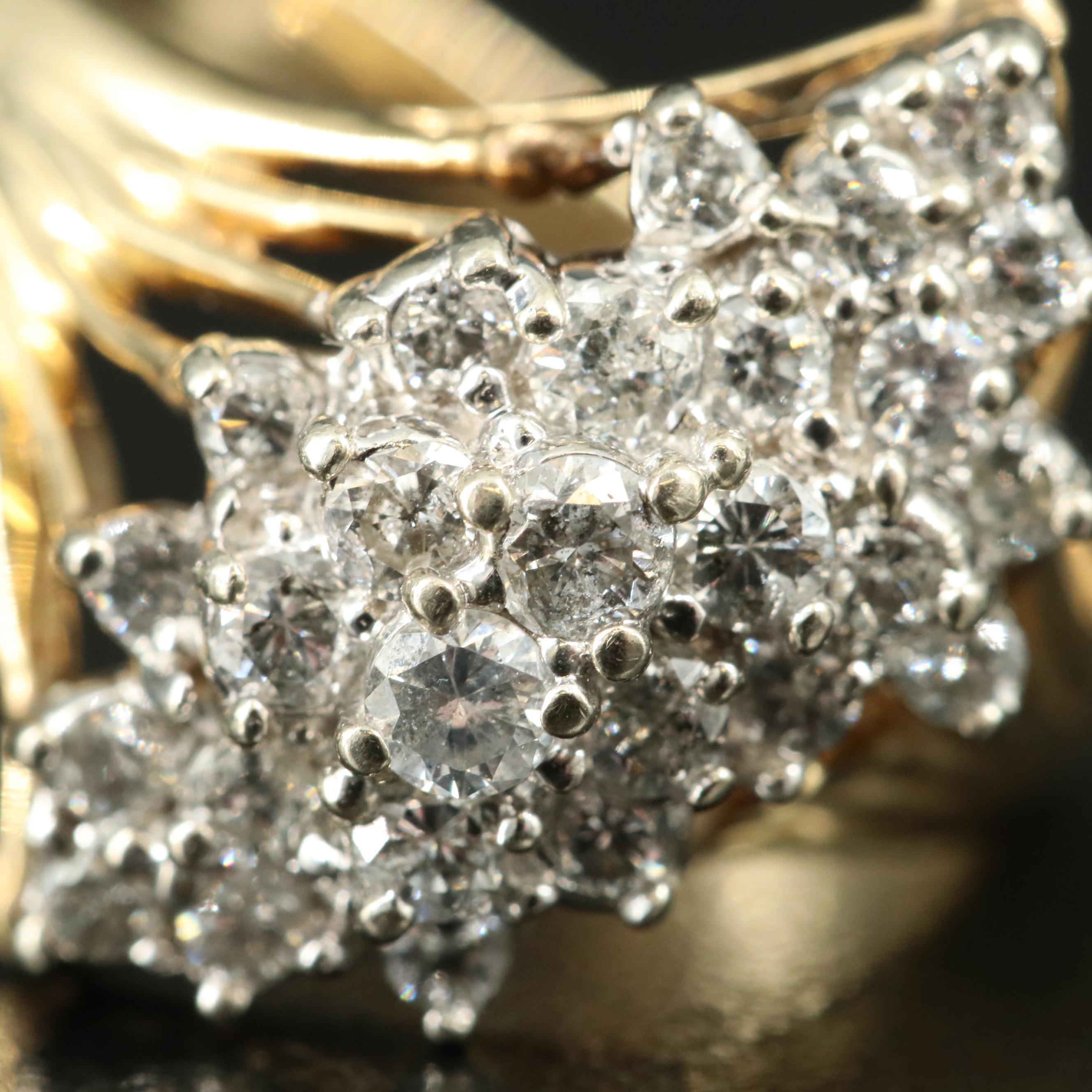 14K 0.94 CTW Diamond Cluster Ring