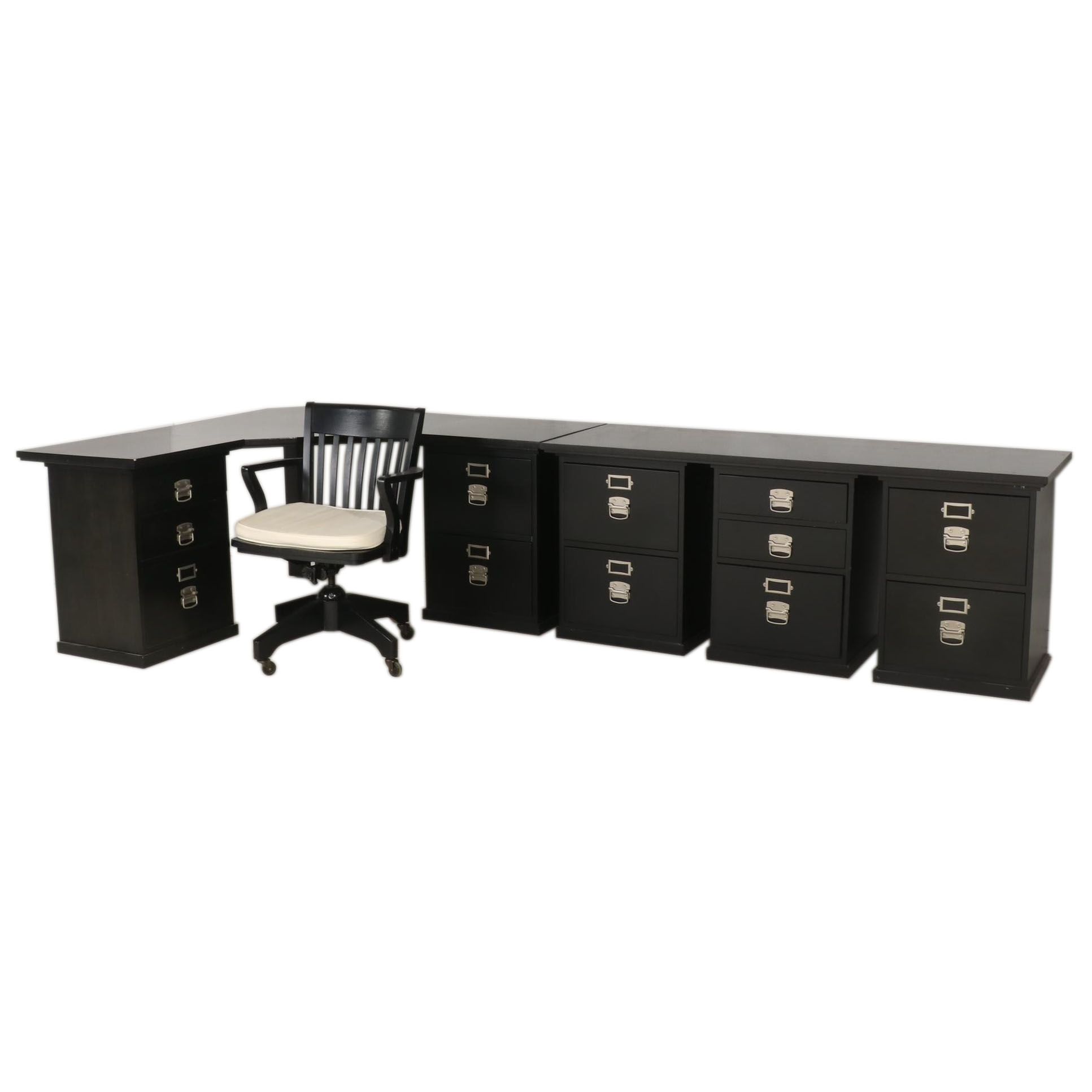 Contemporary Pottery Barn Modular Corner Desk, Credenza and Office Chair