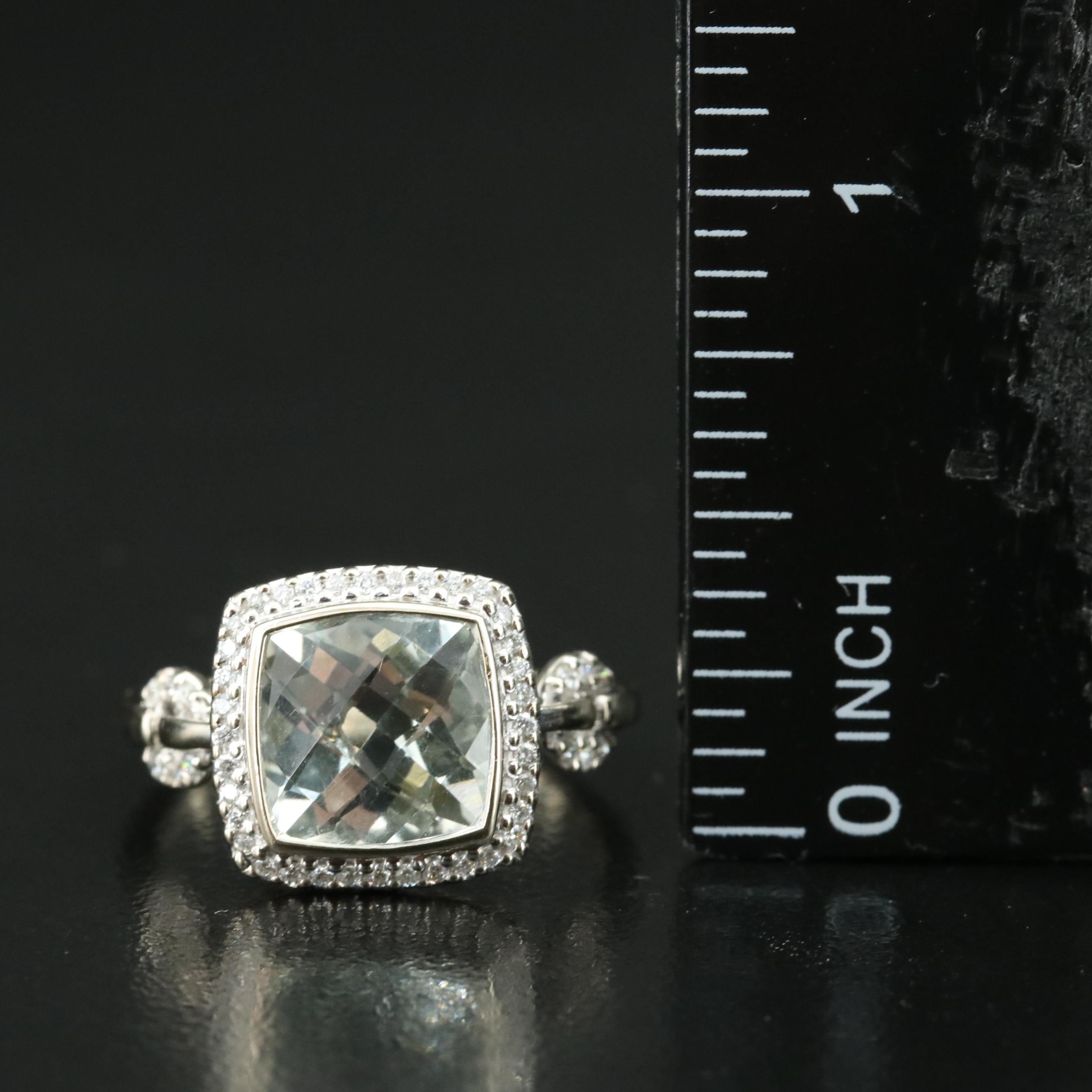 14K Prasiolite and Diamond Ring