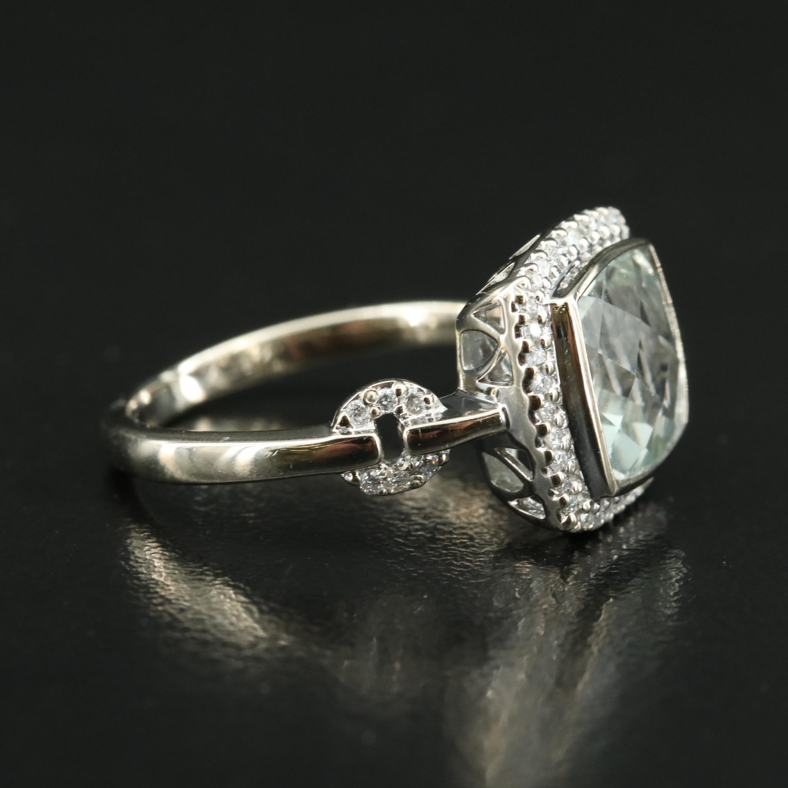 14K Prasiolite and Diamond Ring