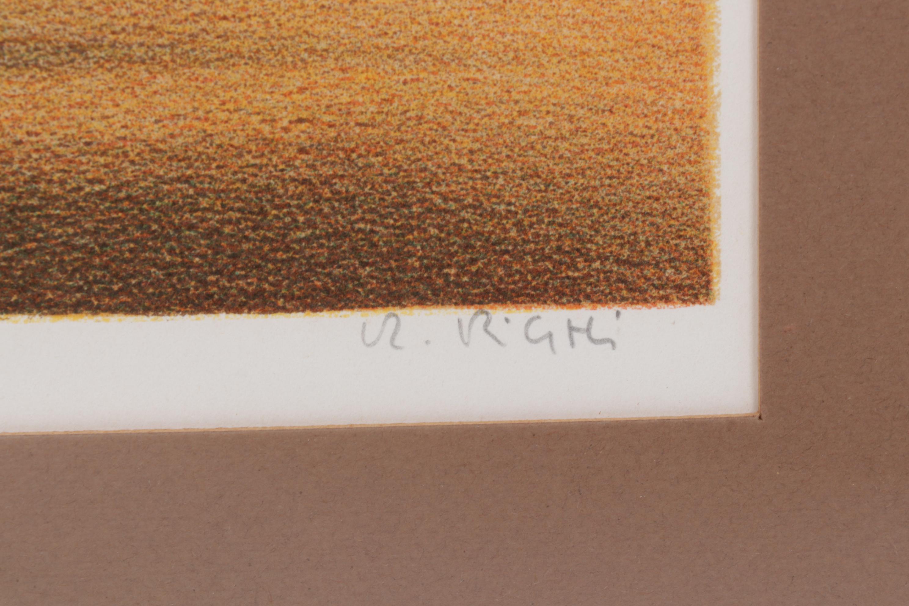 Roberto Righi Color Lithograph of Boats Floating Offshore, Circa 1970