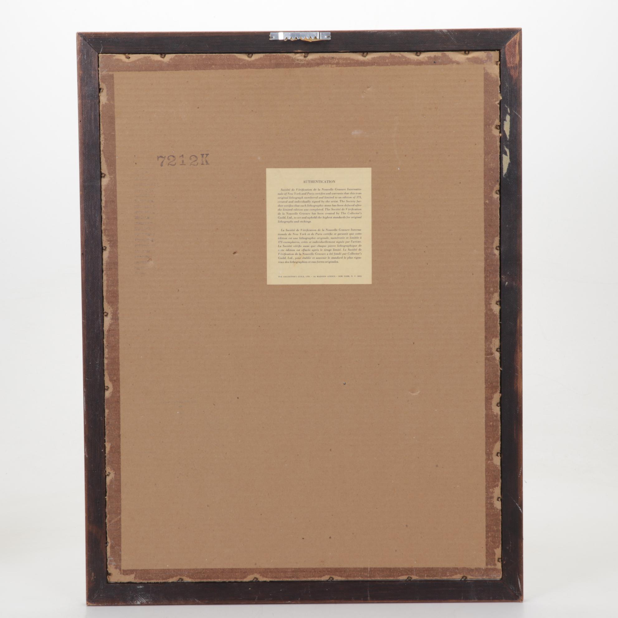 Roberto Righi Color Lithograph of Boats Floating Offshore, Circa 1970