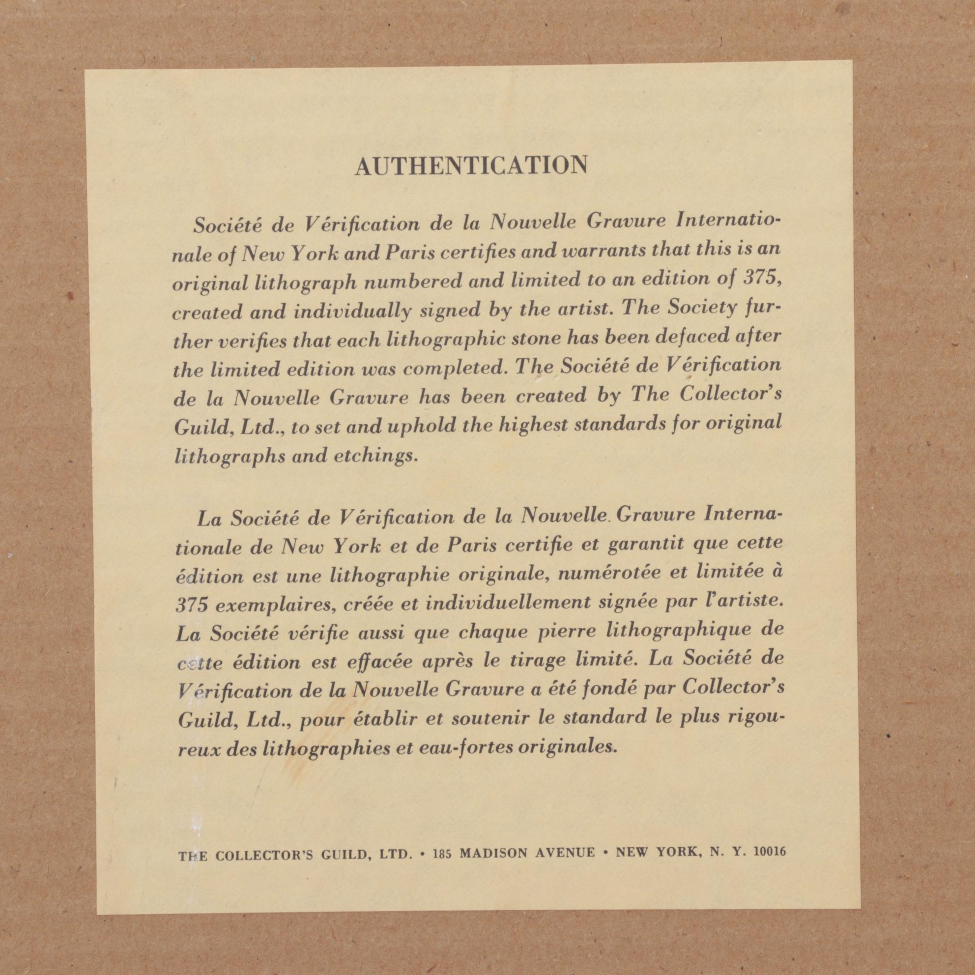 Roberto Righi Color Lithograph of Boats Floating Offshore, Circa 1970