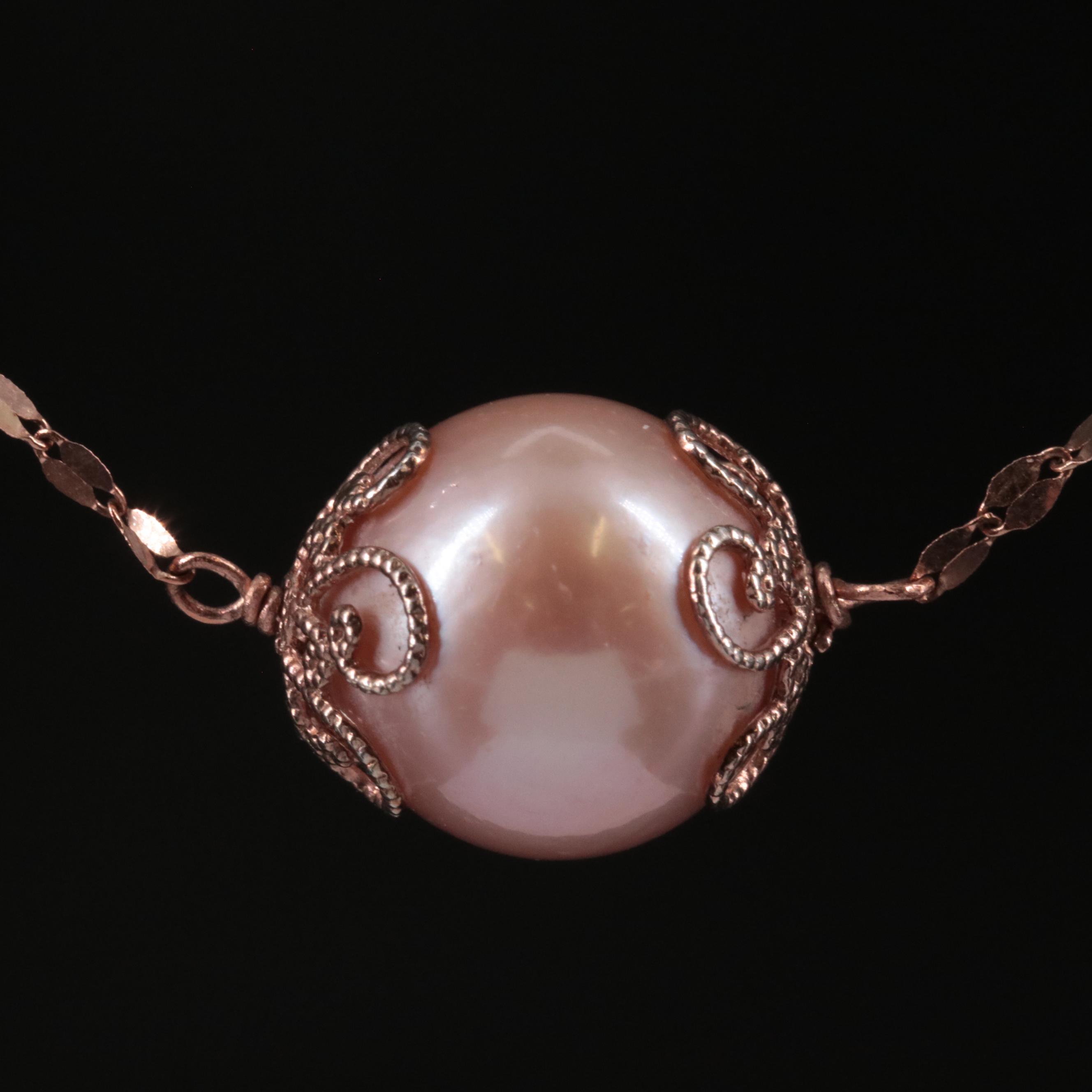 10K Pearl Drop Necklace