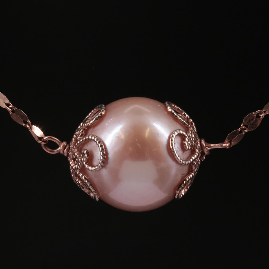 10K Pearl Drop Necklace