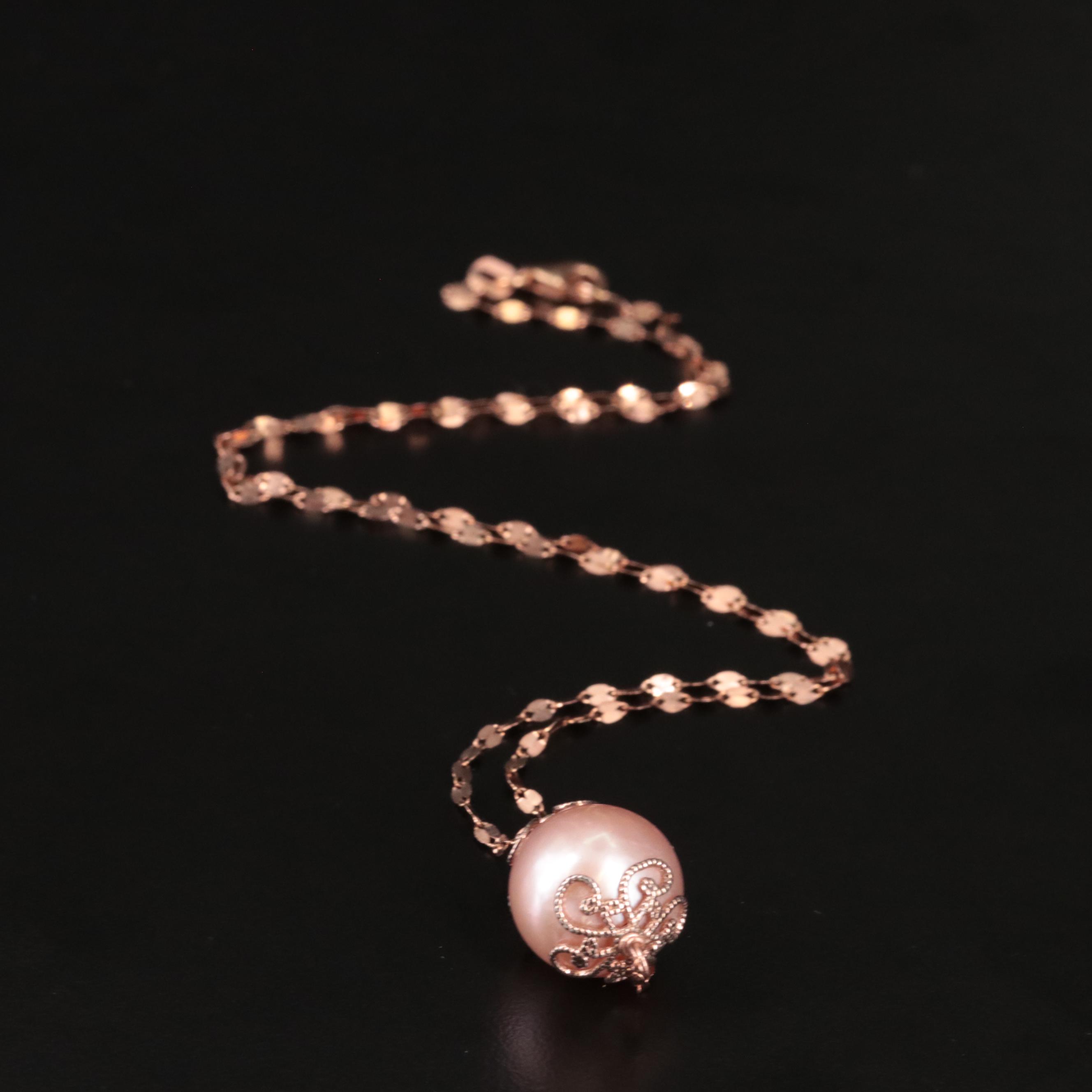 10K Pearl Drop Necklace