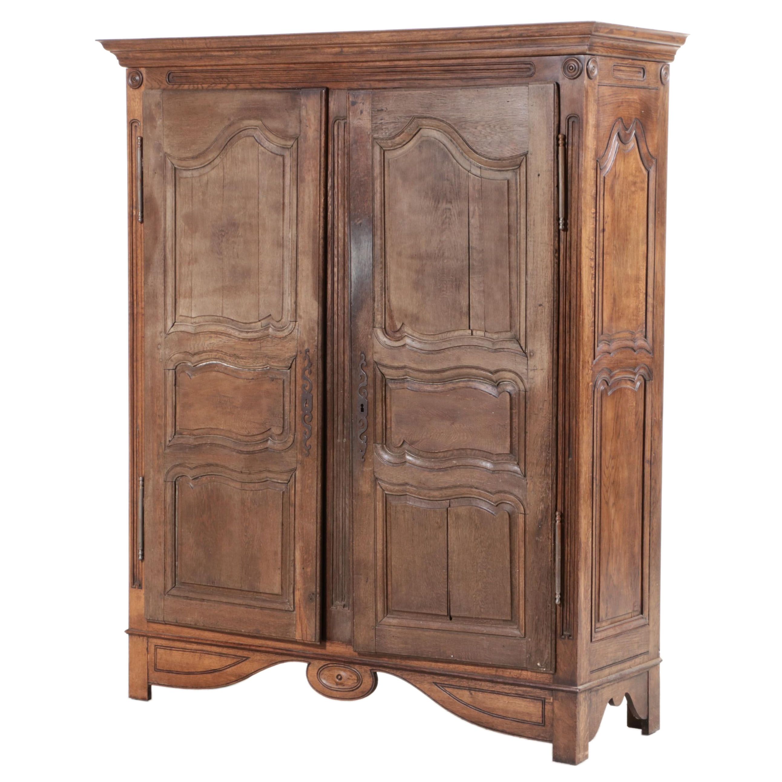 French Provincial Oak Armoire, 19th Century